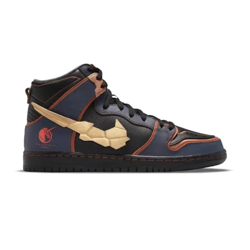 SB Dunk High Gundam 02 Banshee Black Gold Sneakers 2021 - Limited Edition Anime-Inspired Basketball Shoes for Collectors & Streetwear Fashion