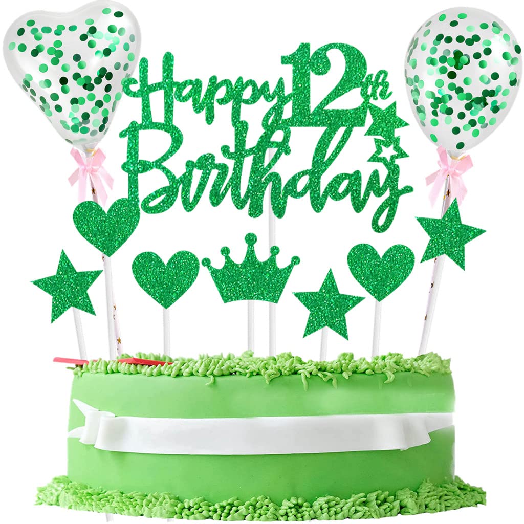 12th Birthday Cake Topper for Boys - Glitter 12 Number Cake Decorations - Happy Birthday Party Supplies - Perfect for 12 Year Old Boy's Birthday Cake, Cupcakes & Dessert Table Decor