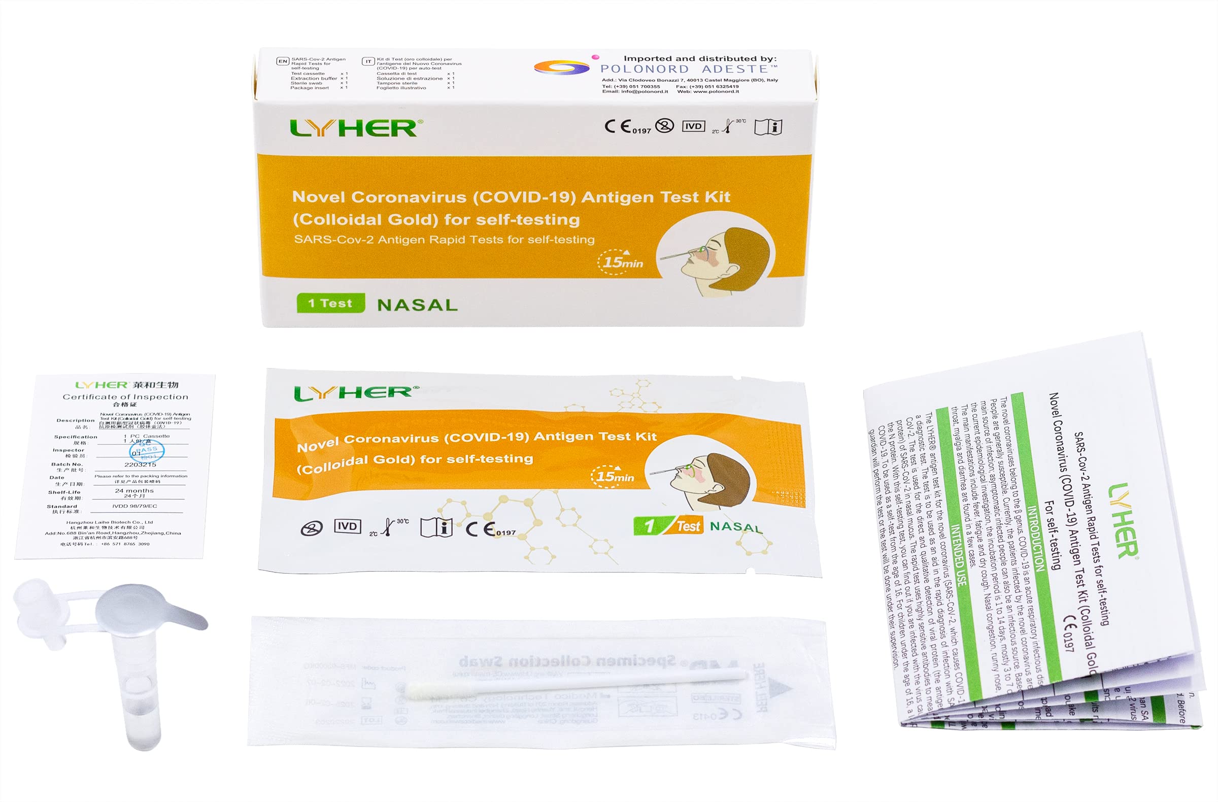 Lyher COVID-19 Rapid Antigen Test Kit 2025 - Nasal Swab Home Test for New Variants - 100% Sensitivity for High Viral Load - FDA Approved for Home Use - Fast Results in 15 Minutes - Perfect for Travel, Work & Family Safety Screening