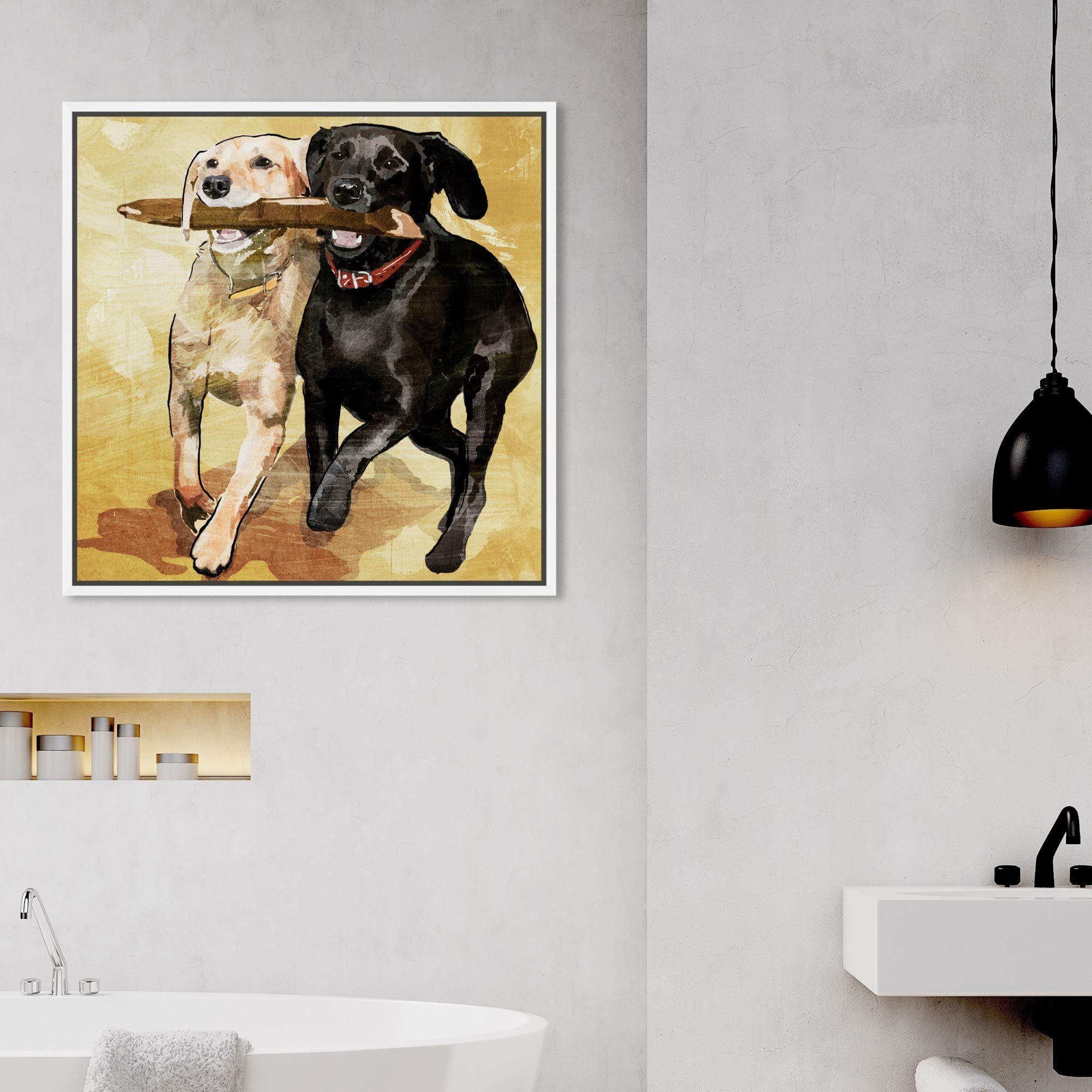 Playtime Dogs and Puppies - Animals Framed Wall Art Canvas Prints for Living Room, Bedroom & Office Decor