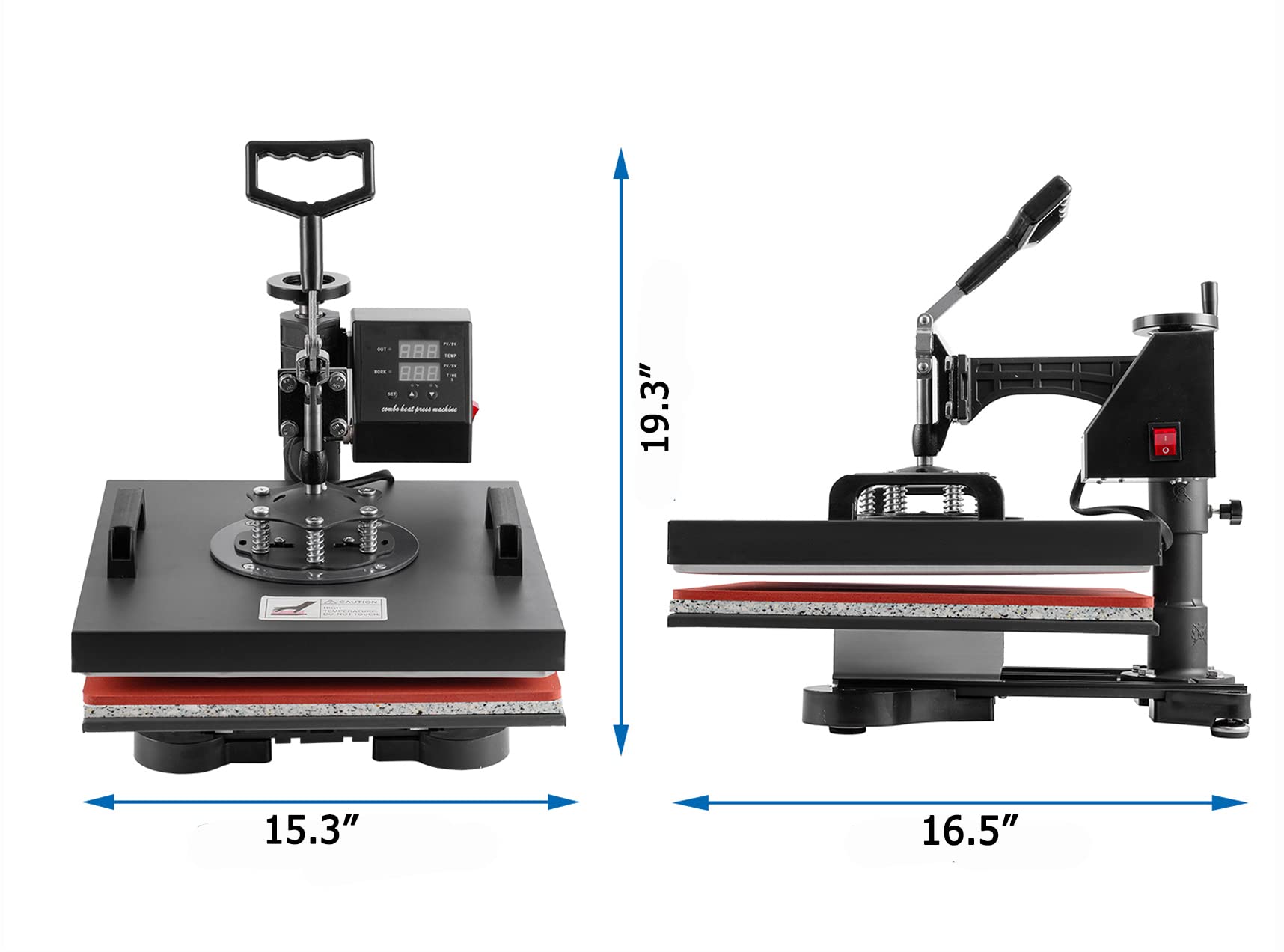 8 in 1 Heat Press Machine 15x15 Inch - Professional Swing Away Heat Transfer Machine for T-Shirts, Hats, Mugs & Plates - Perfect for DIY Crafts, Sublimation Printing & Small Business Apparel Making