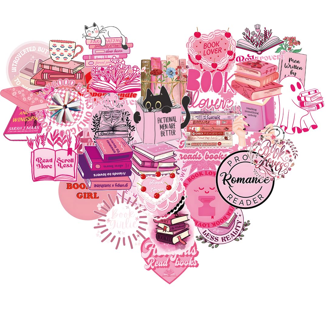 Book Lover Stickers 50pcs - Aesthetic Kindle & Booktok Reading Decals for Book Lovers