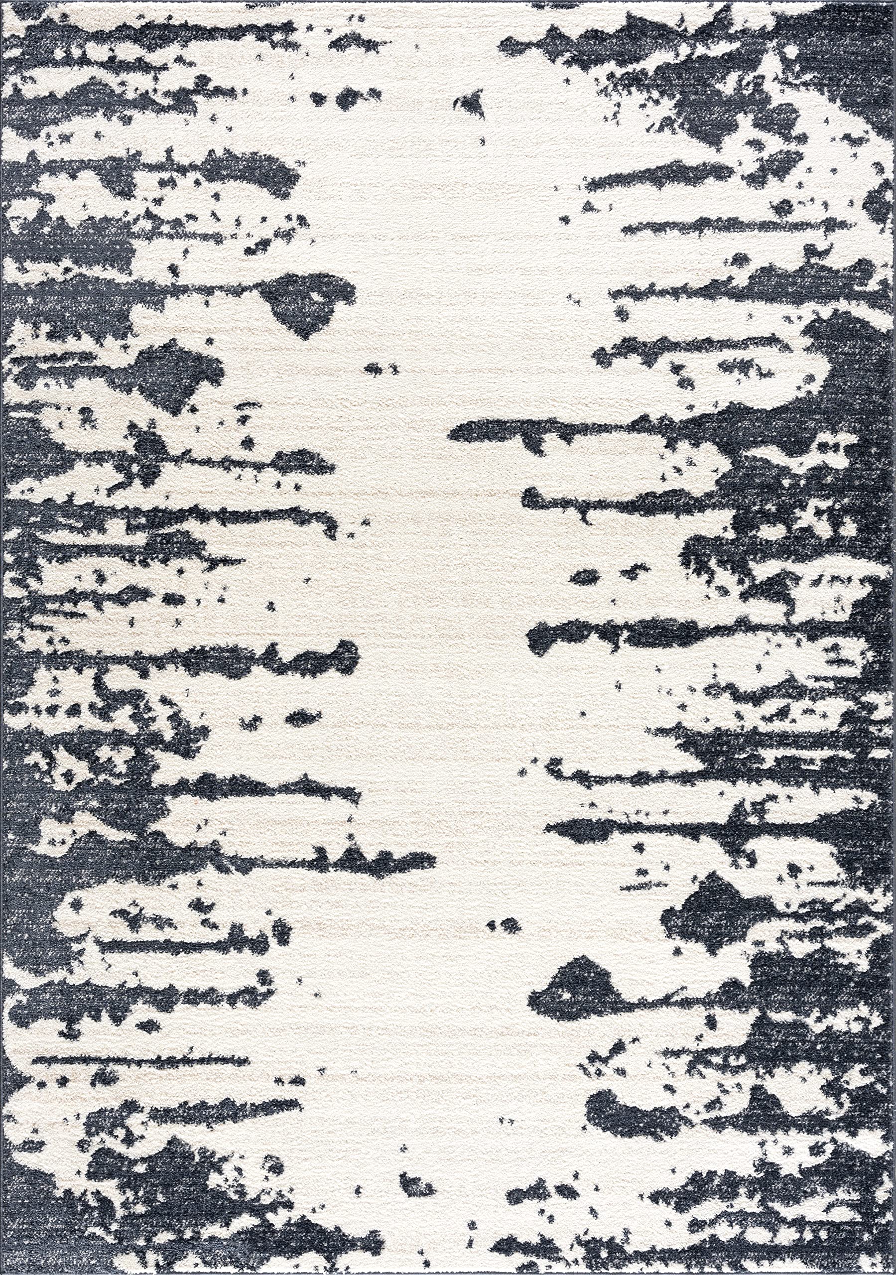 Abani Modern Ink Splatter Design Cream & Black Area Rug 7'9