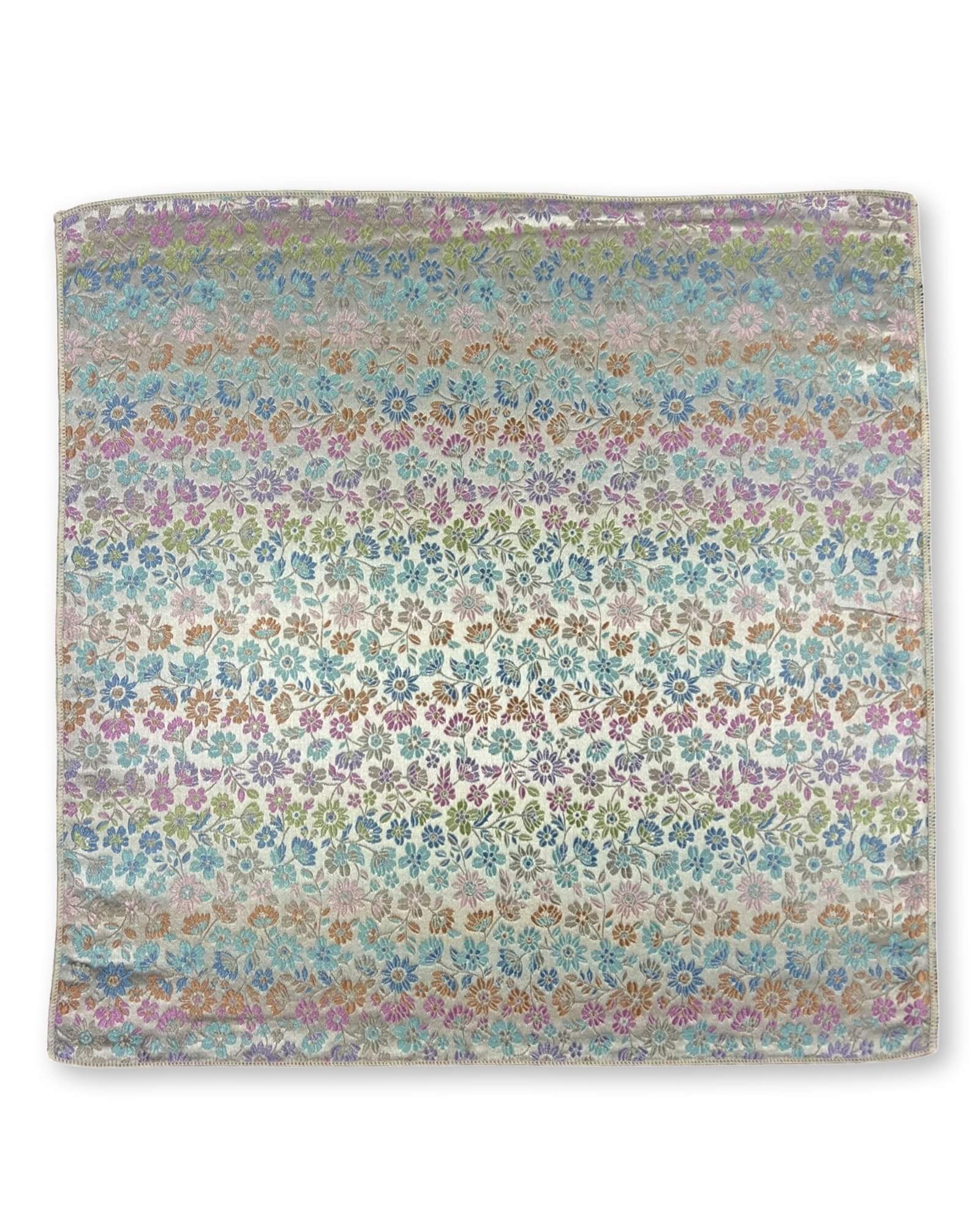 DÉCLIC Adria Floral Hanky Scarf - Aqua Blue Vintage Style Handkerchief for Women, Perfect for Weddings, Parties, and Everyday Elegant Accessories