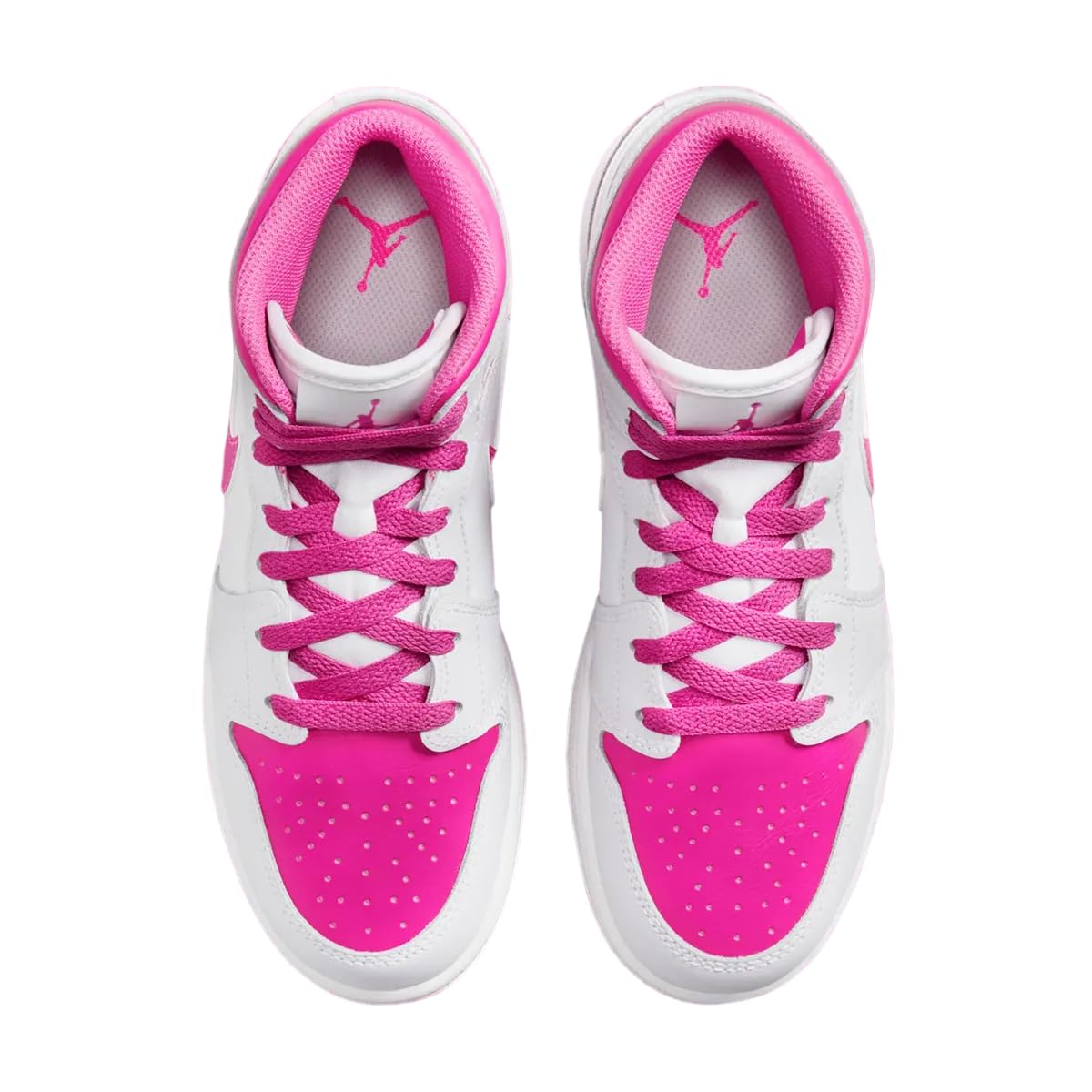 Nike Jordan Air 1 Mid Grade School Sneakers - Iris Whisper/Fire Pink & White (FD8780-500) Size 7Y | Basketball Shoes for Kids | Perfect for School, Sports & Casual Wear