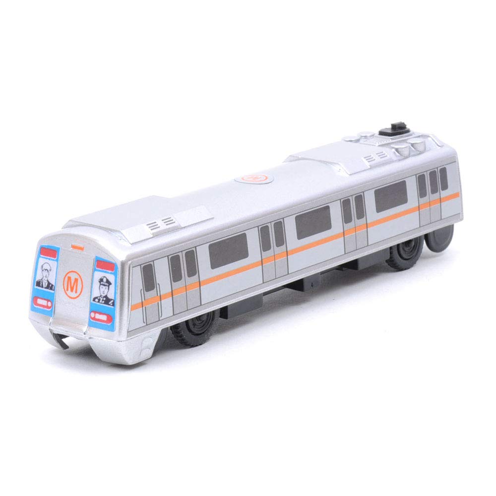 Centy Pull Back Toy Cars Set - Metro Train & Police Car (Silver) - Fun Race Track Playset for Kids Indoor & Outdoor Play