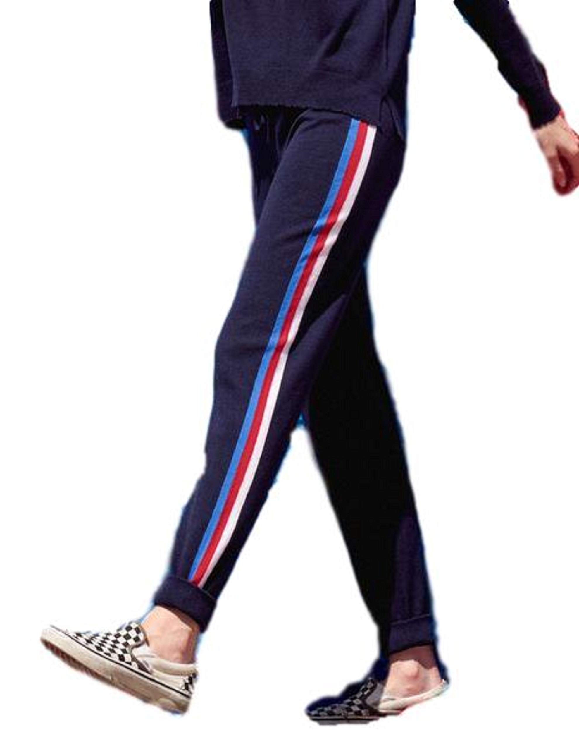SUNDRY Women's Striped Cozy Fleece Sweatpants - Soft Lounge Pants for Relaxing at Home, Yoga, and Casual Outings