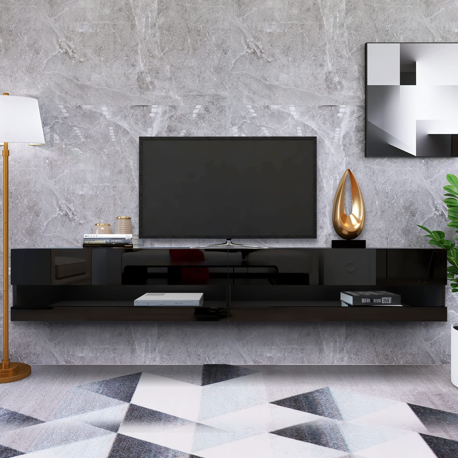 SoarFlash Floating TV Shelf Wall Mount - Modern Wood TV Stand with Open Storage for Living Room, Bedroom & Home Theater - Space-Saving Entertainment Center & Media Console