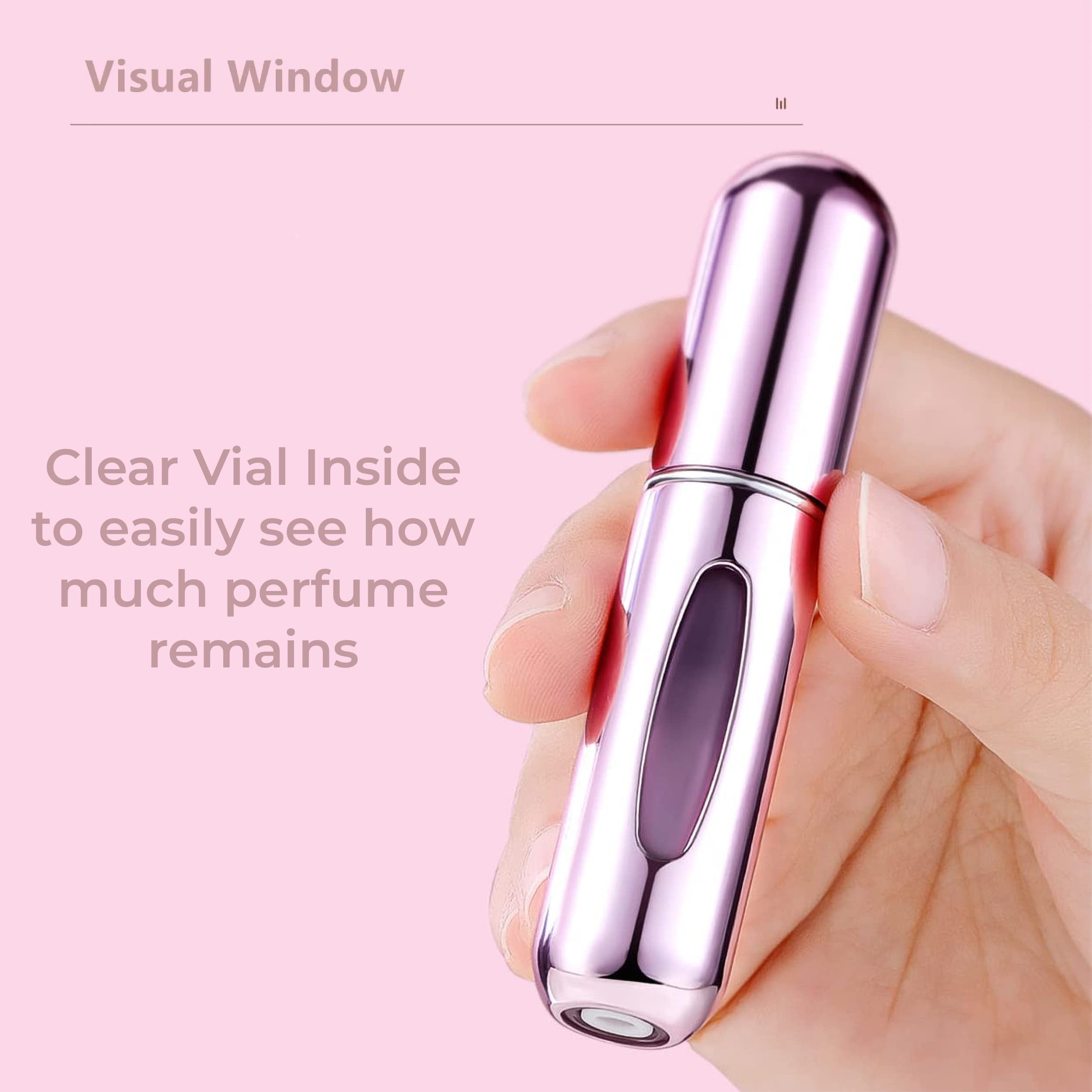 MEETO Mini Travel Perfume Atomizer - Pocket Sized Refillable Aluminum Perfume Spray Bottle with Pump | Perfect for Gym, Travel, Purse & On-The-Go Fragrance Touch Ups