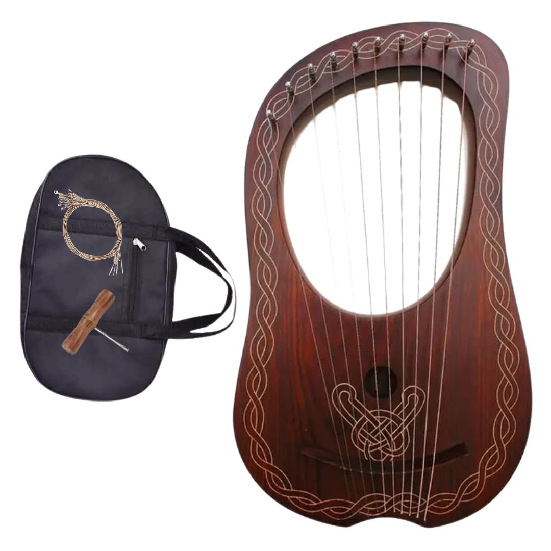 Irish Lyre Harp with Rosewood Body & Metal Strings - Celtic Design for Home Decor, Music Lovers & Meditation