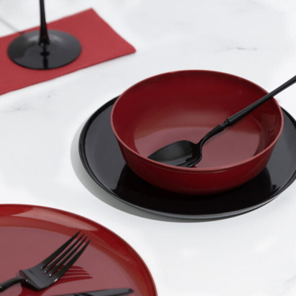 Premium 16 oz Cranberry Red Round Plastic Soup Bowls - Set of 10, Durable & Stylish for Restaurants, Catering, Home Dining & Meal Prep