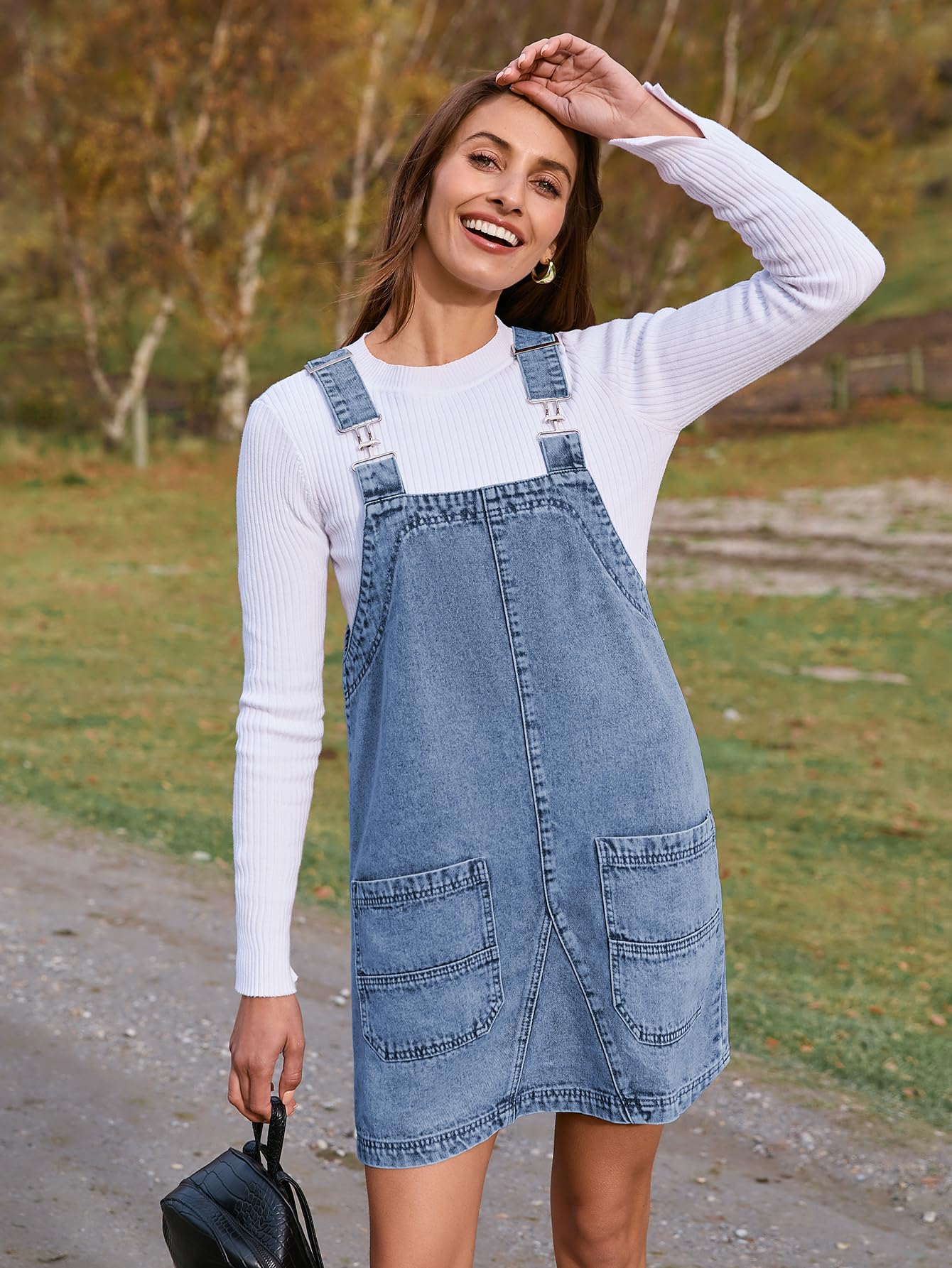 BerryGo Women's Denim Overalls - Sleeveless Romper Jumpsuit with Pockets | 2025 Fashion Pinafore Dress Shorts | Casual Summer Outfit for Beach, Shopping & Date Night