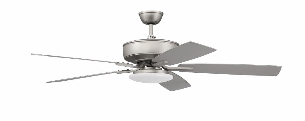 Craftmade P112BN5-52BNGW Pro Plus 52 Inch Ceiling Fan with LED Light Kit & Remote Wall Control - 5 Reversible Brushed Nickel/Greywood Blades - Brushed Satin Nickel Finish - Perfect for Living Room, Bedroom, or Patio Cooling