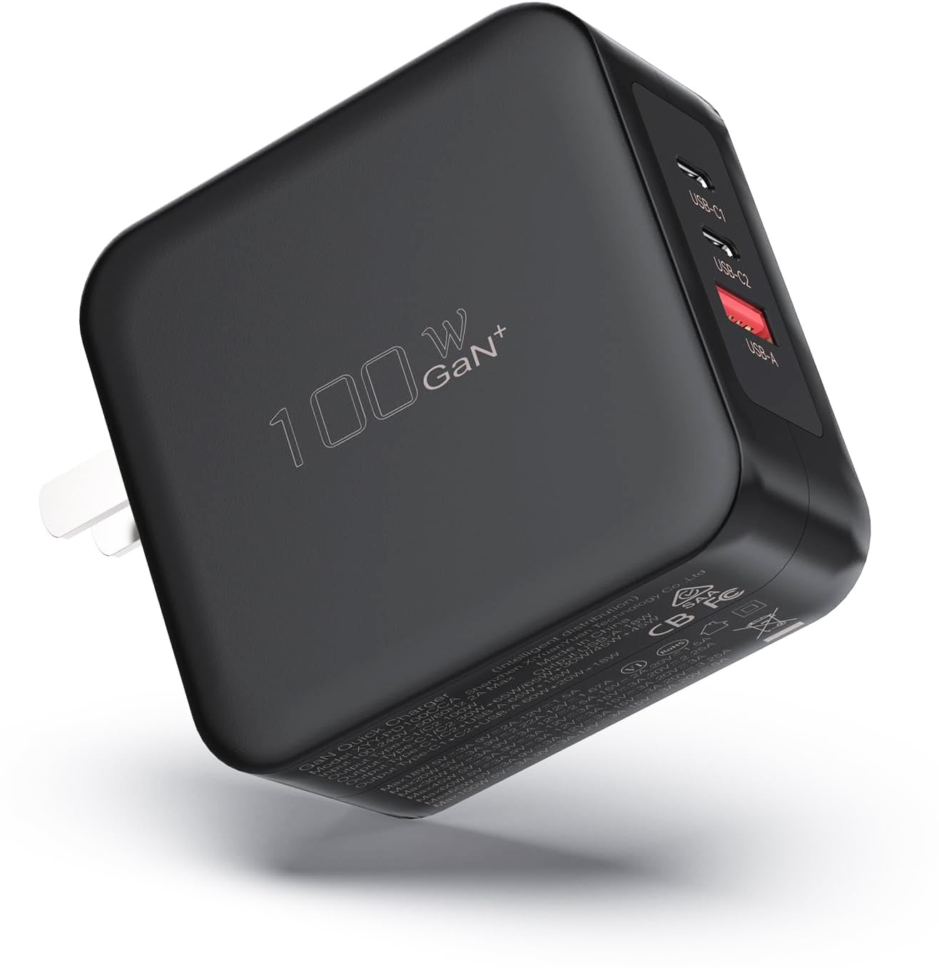 100W GaN USB C Fast Charger with 3 Ports - PD & QC 3.0 Compatible for MacBook, iPhone 15 Pro, Galaxy S23 - Compact Wall Charger for Travel, Office & Home Use