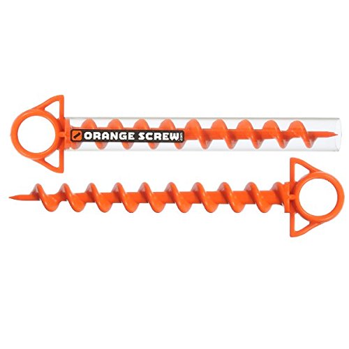 Orange Screw: Heavy-Duty Ground Anchors for Tents & Shelters | Large 2-Pack Screw Stakes | Made in USA | Perfect for Camping, RVing & Outdoor Events
