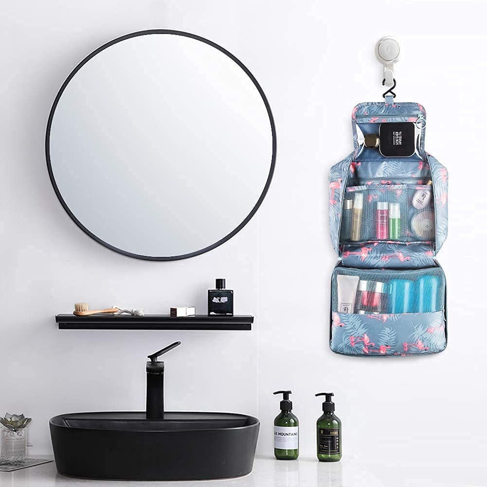 Niwlix Large Polyester Toiletry Bag for Women - Waterproof Travel Cosmetic Organizer (20x18x3cm, Grey) - Perfect for Vacation, Gym, Business Trips & Weekend Getaways