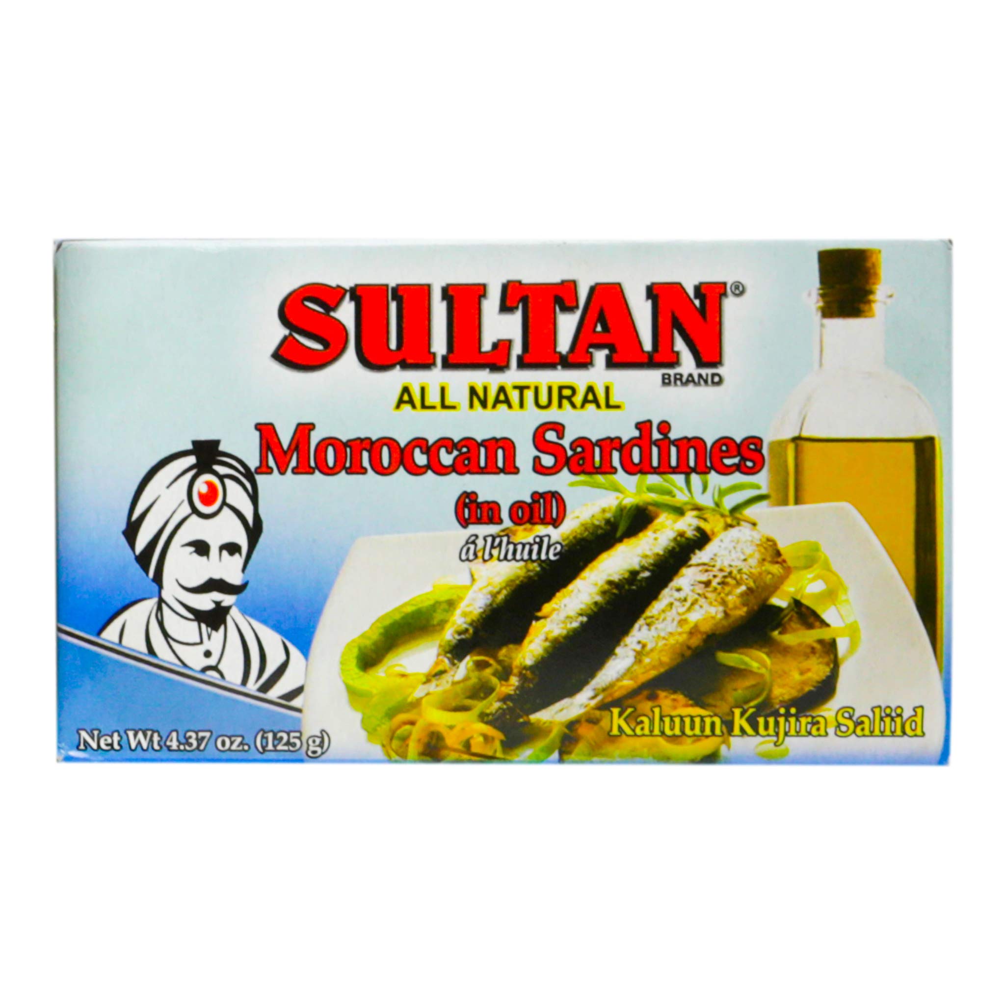 Premium Sultan Moroccan Season Sardines in Olive Oil - 100% Natural, High Protein, No Additives or Preservatives - Paleo, Keto & Carnivore Diet Friendly - Zero Carb Canned Fish - 4.37oz (5-Pack) - Perfect for Salads, Snacks & Low-Carb Meals
