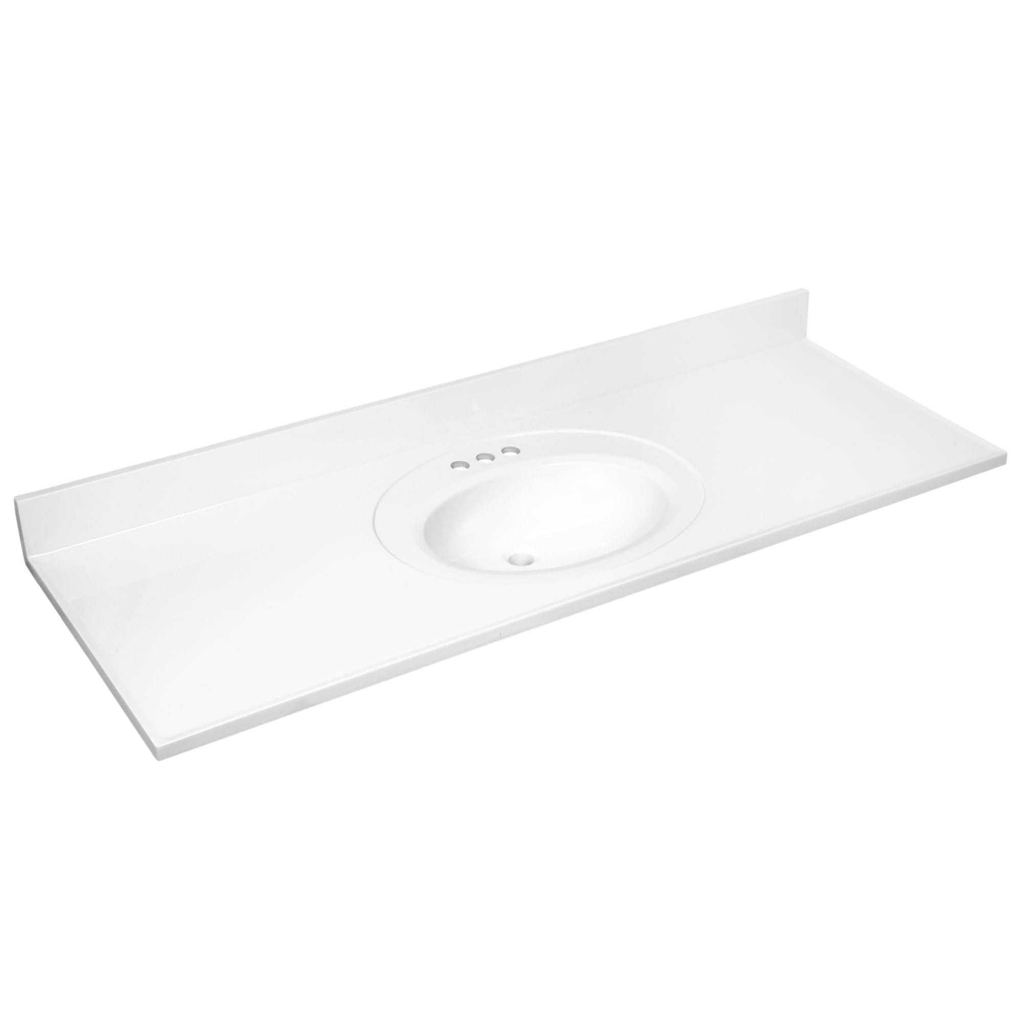 61 Inch White Cultured Marble Bathroom Vanity Top with Backsplash - Durable Modern Design for Home Renovation - Perfect for Master Bath & Powder Room Upgrades (Design House 597427)