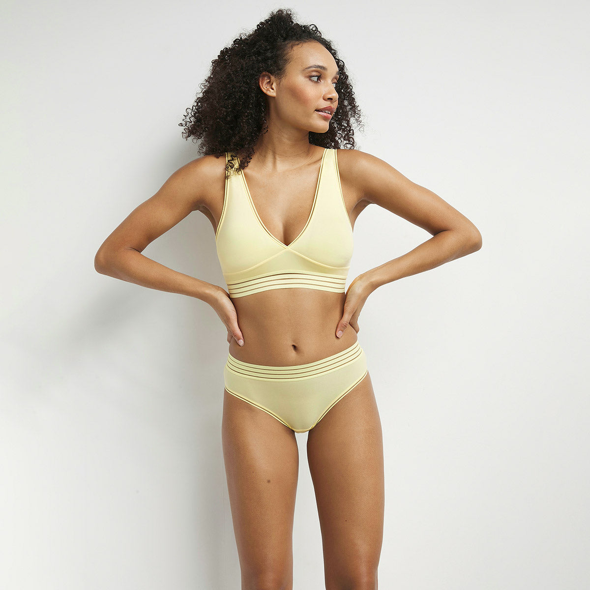 Oh My Dim's Wireless Triangle Bralette - Soft Microfiber Comfort Bra for Women in Yellow | Perfect for Yoga, Lounge & Everyday Wear
