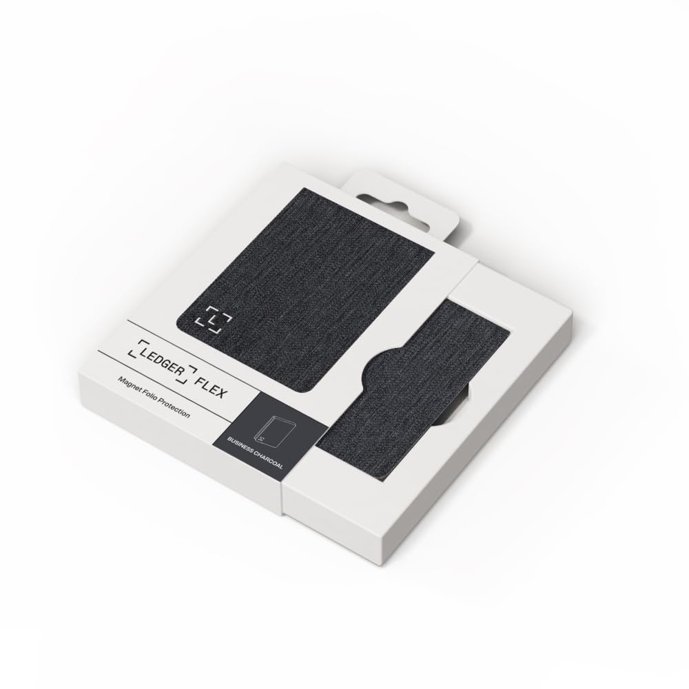 Secure E Ink Touchscreen Crypto Wallet - Ledger Flex & Magnet Folio Bundle (Business Charcoal) | Magnetic Nylon Protection for Digital Assets | Perfect for Crypto Trading, Investing & Blockchain Security