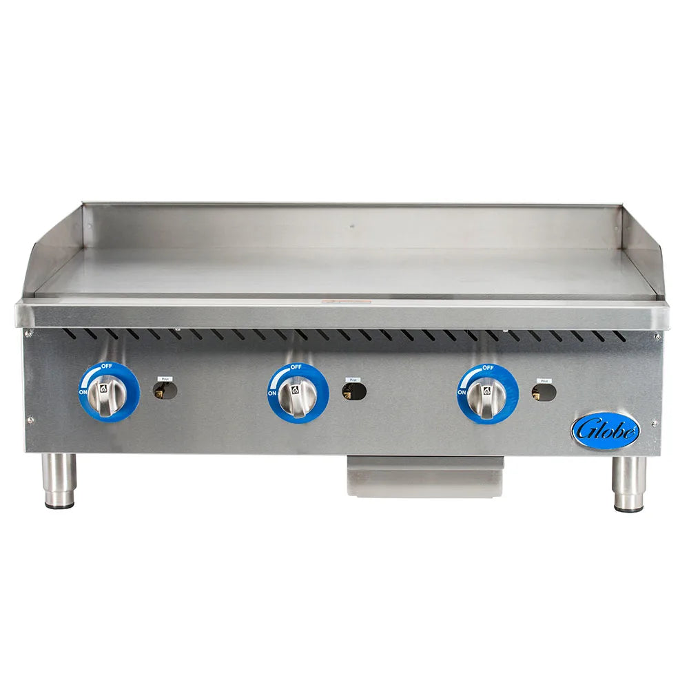 Globe GG36G 36-Inch Commercial Natural Gas Griddle with Manual Controls - Perfect for Restaurants, Diners & Food Trucks