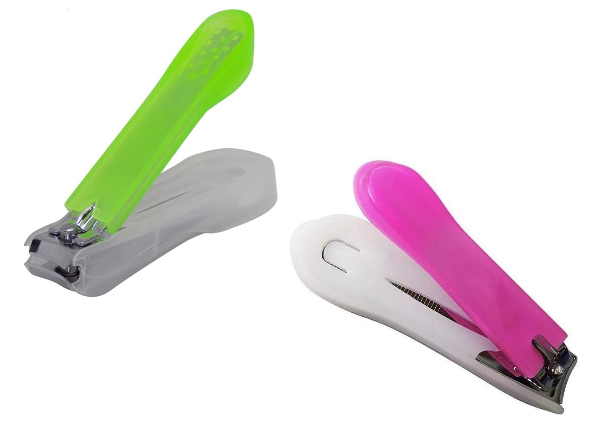 Ekan Set of 2 Nail Clippers for Men & Women - Stainless Steel Nail Trimmer with Nail File - Perfect for Travel, Home, and Salon Use