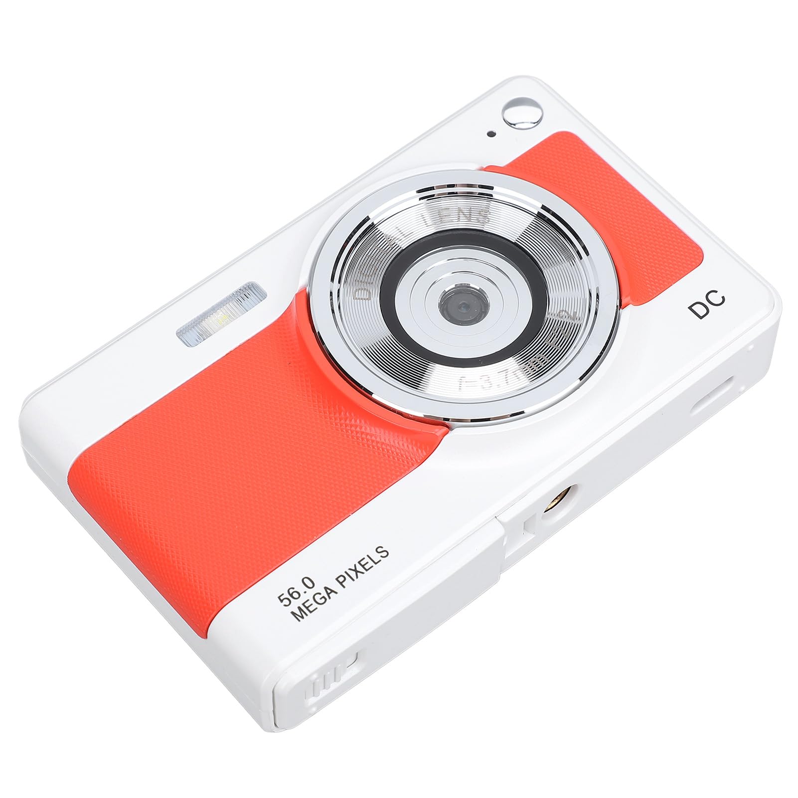 56MP Digital Camera FHD 1080P with 8X Zoom & Anti-Shake - Compact Point and Shoot Camera for Teens, Kids, Seniors & Beginners (White/Orange) - Perfect for Travel, Vlogging, Birthday Gifts & Everyday Photography