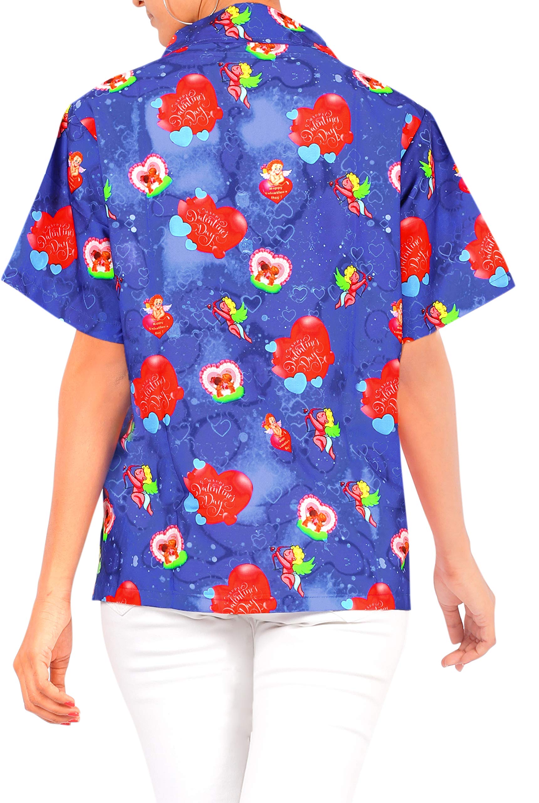 LA LEELA Women's Hawaiian Short Sleeve Shirt - Floral Print Vacation Blouse for Beach, Summer & Casual Wear