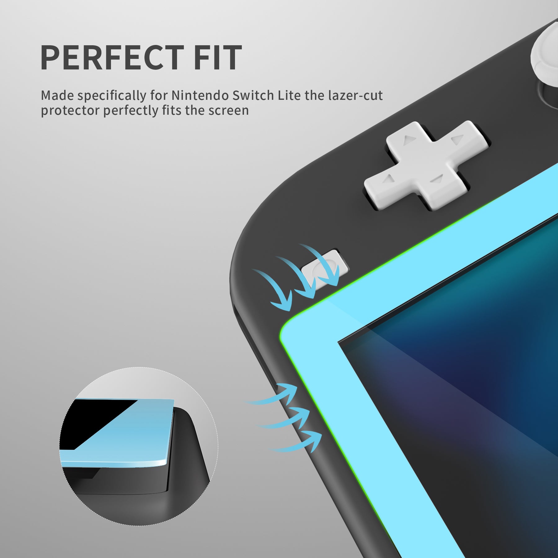 eXtremeRate 2 Pack Anti-Scratch HD Tempered Glass Screen Protector for Nintendo Switch Lite - Crystal Clear with Blue Border - Perfect for Gaming Protection & Scratch Prevention