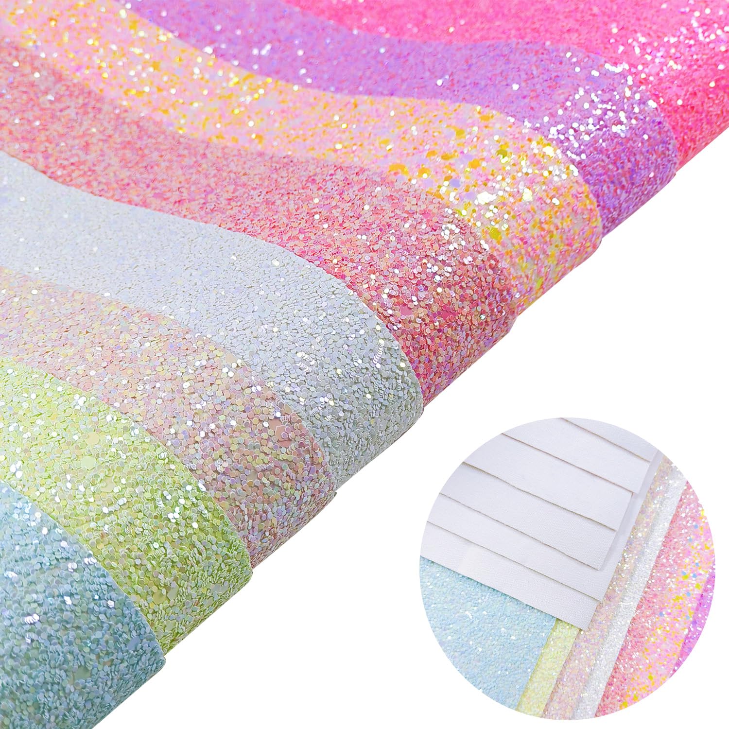 Sparkly Glaze Candy Color Chunky Glitter Faux Leather Fabric Sheets - 8x12 Inch Shiny Solid Color Craft Material for DIY Bows, Hair Accessories & Summer Fashion Projects