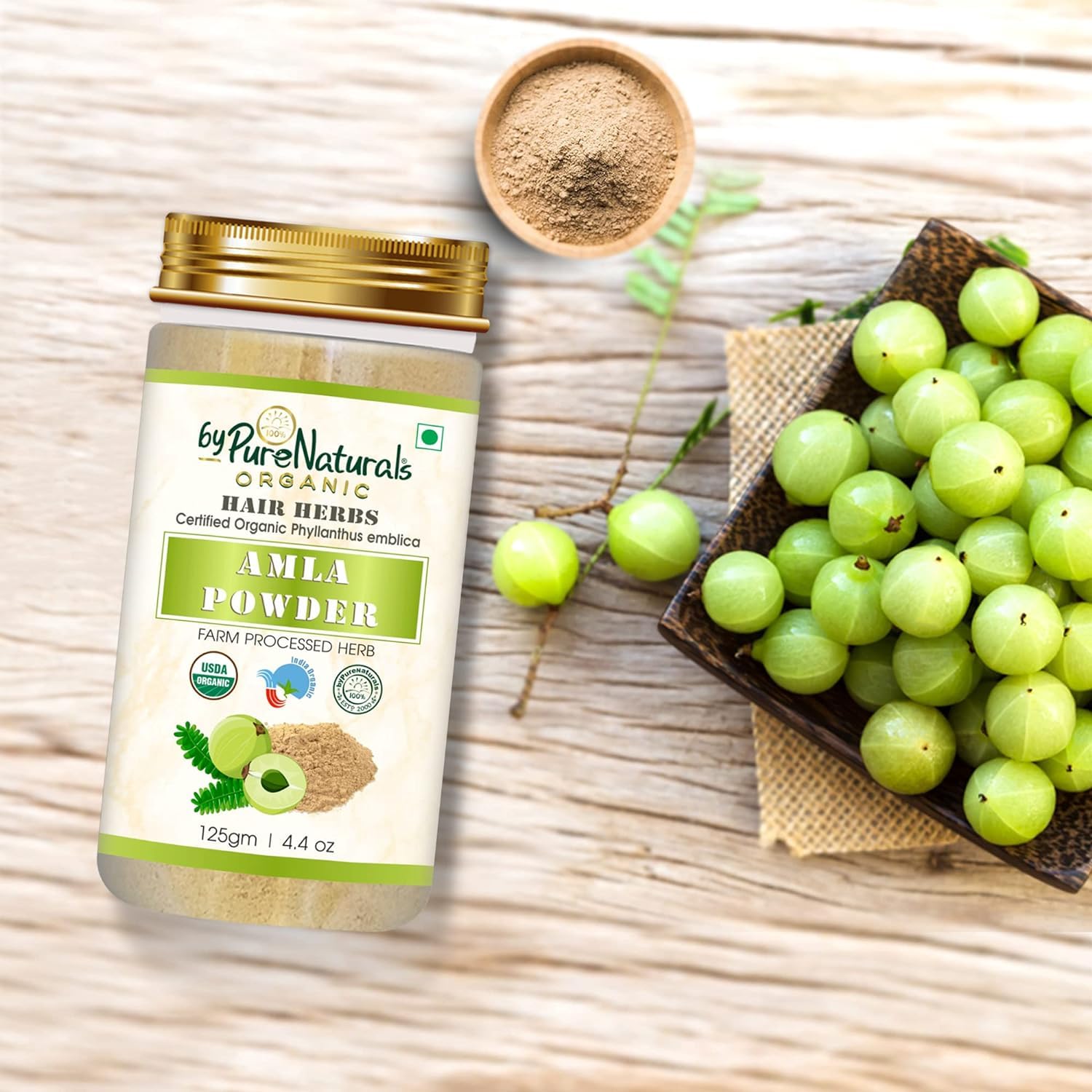 Organic Amla Powder 100% Natural | Phyllanthus Emblica (Indian Gooseberry) | Promotes Hair Growth & Healthy Skin | Face Care & Beauty | 125g for Smoothies, Hair Masks & Skincare Routines