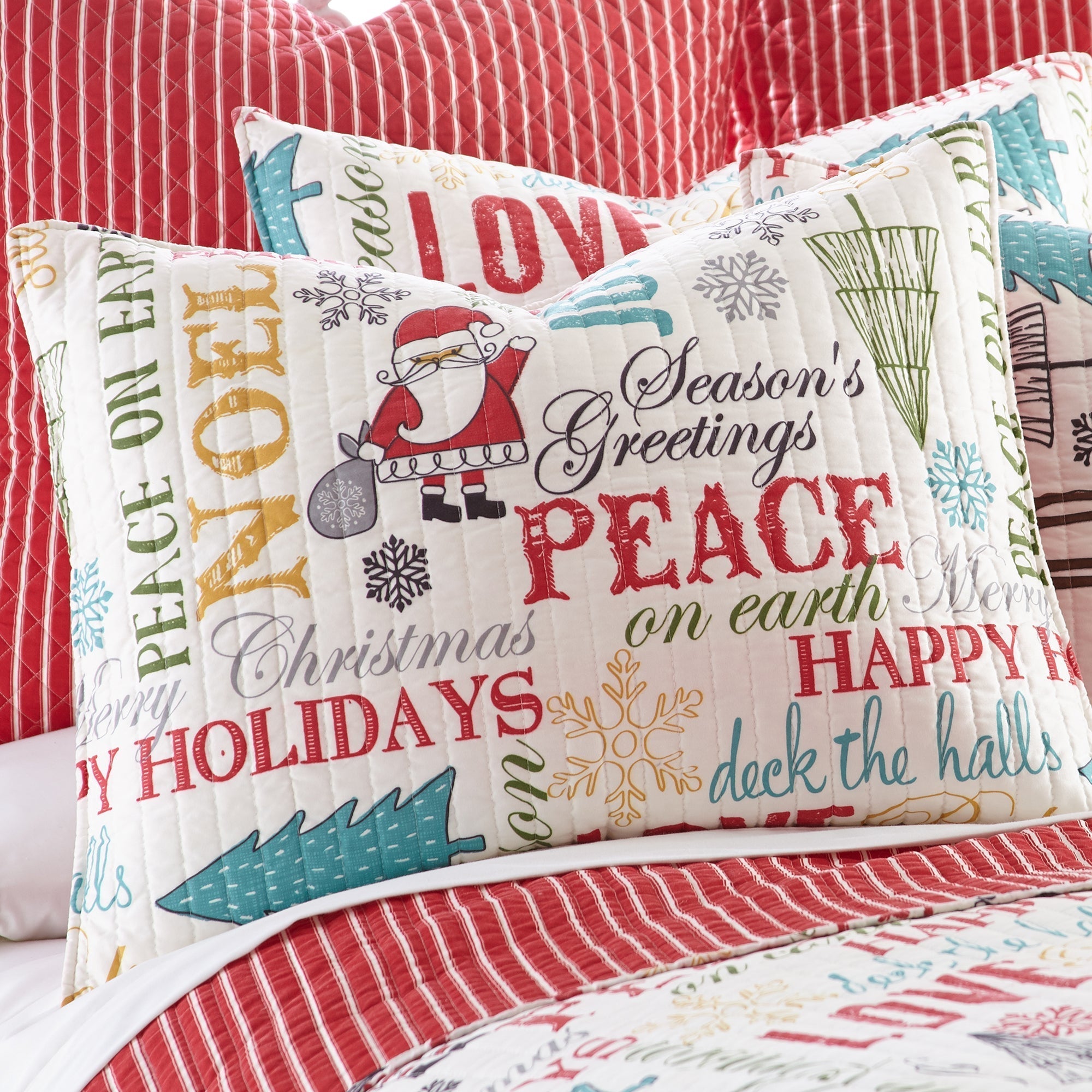 Santa Claus Lane Quilt Set - Christmas Themed Bedding Collection for Holiday Decor - Perfect for Festive Bedroom, Cozy Winter Nights & Christmas Gift Giving