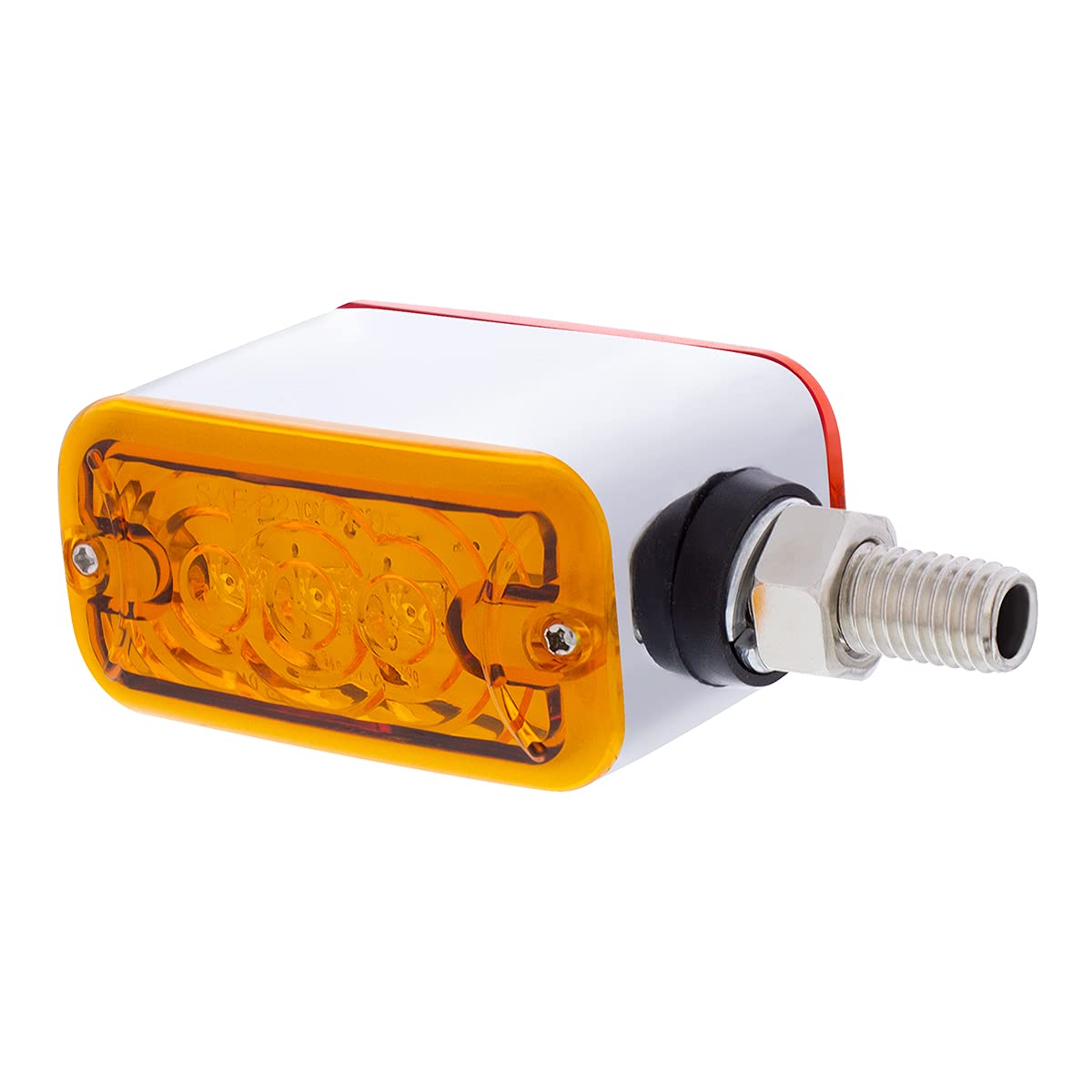 United Pacific 3 LED Straight Mount Double Face Light Without Bezel - Amber & Red LED/Lens, 38842 - Perfect for Trucks, Trailers, and Emergency Vehicles