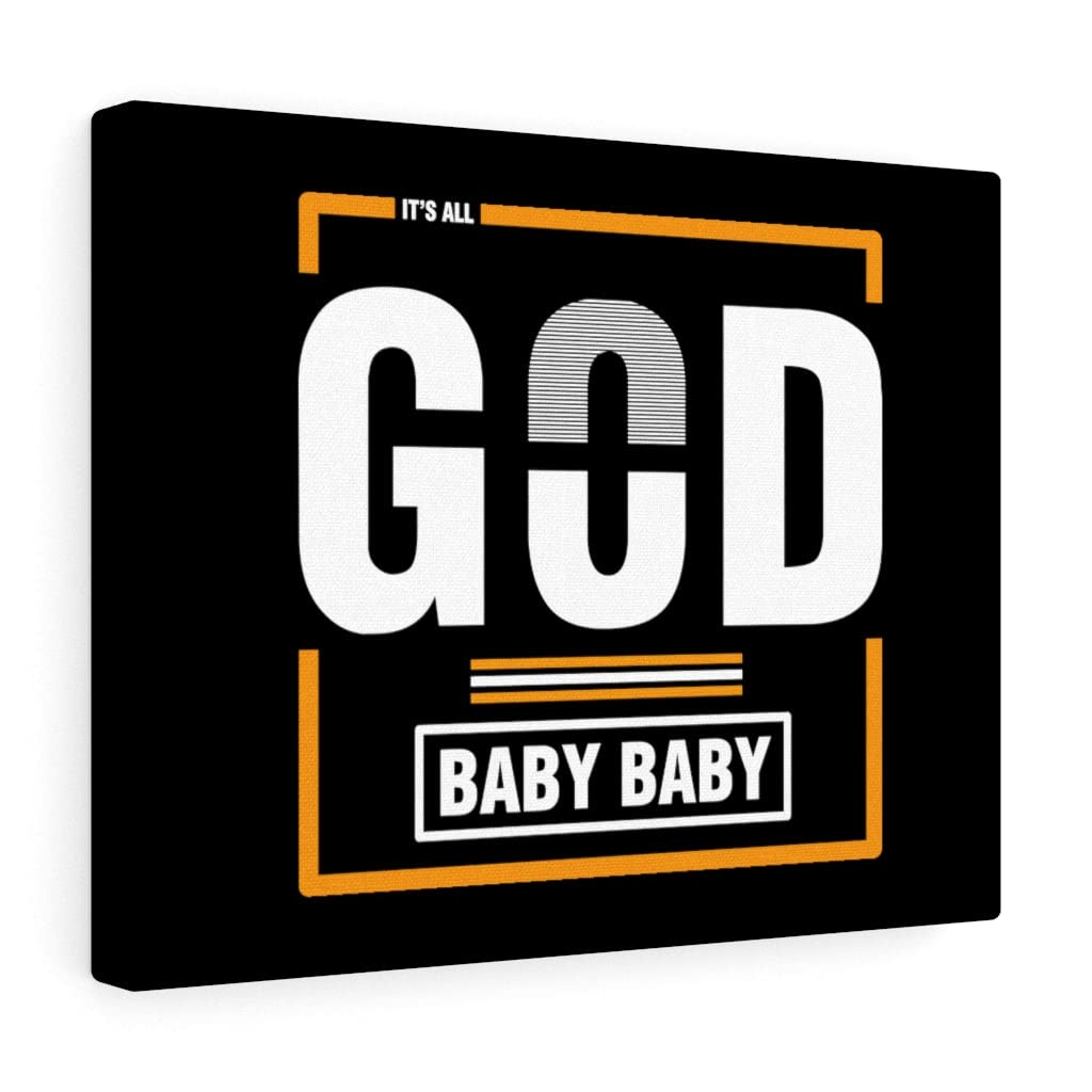 Christian Wall Art with Bible Verse - 'It's All God' Black Scripture Print - Ready to Hang Home Decor for Nursery, Bedroom & Church (Gift Idea for Baby Shower & Christening)