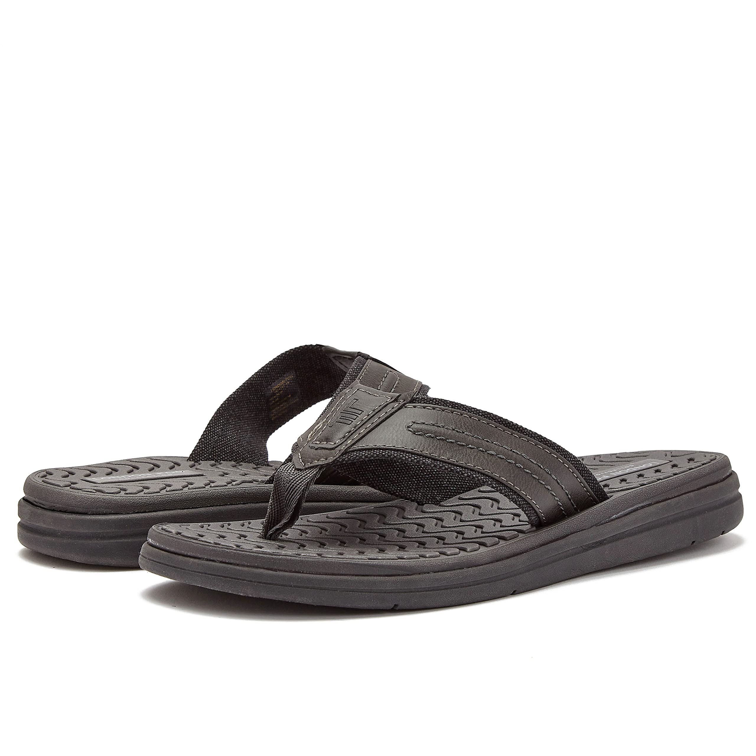 LONDON FOG Anthony Men's Thong Sandals - Athletic Flip Flops for Men Size 7-13 (Black, Grey, Brown) - Comfortable Beach & Pool Slides for Summer Outdoor Activities