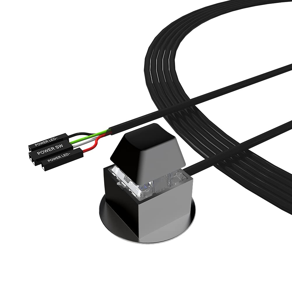 DKE 2M External PC Power Switch Cable - ATX Desktop Computer Case Motherboard On/Off Control Adapter - Black | Perfect for DIY PC Builds, Server Racks & Workstation Power Management