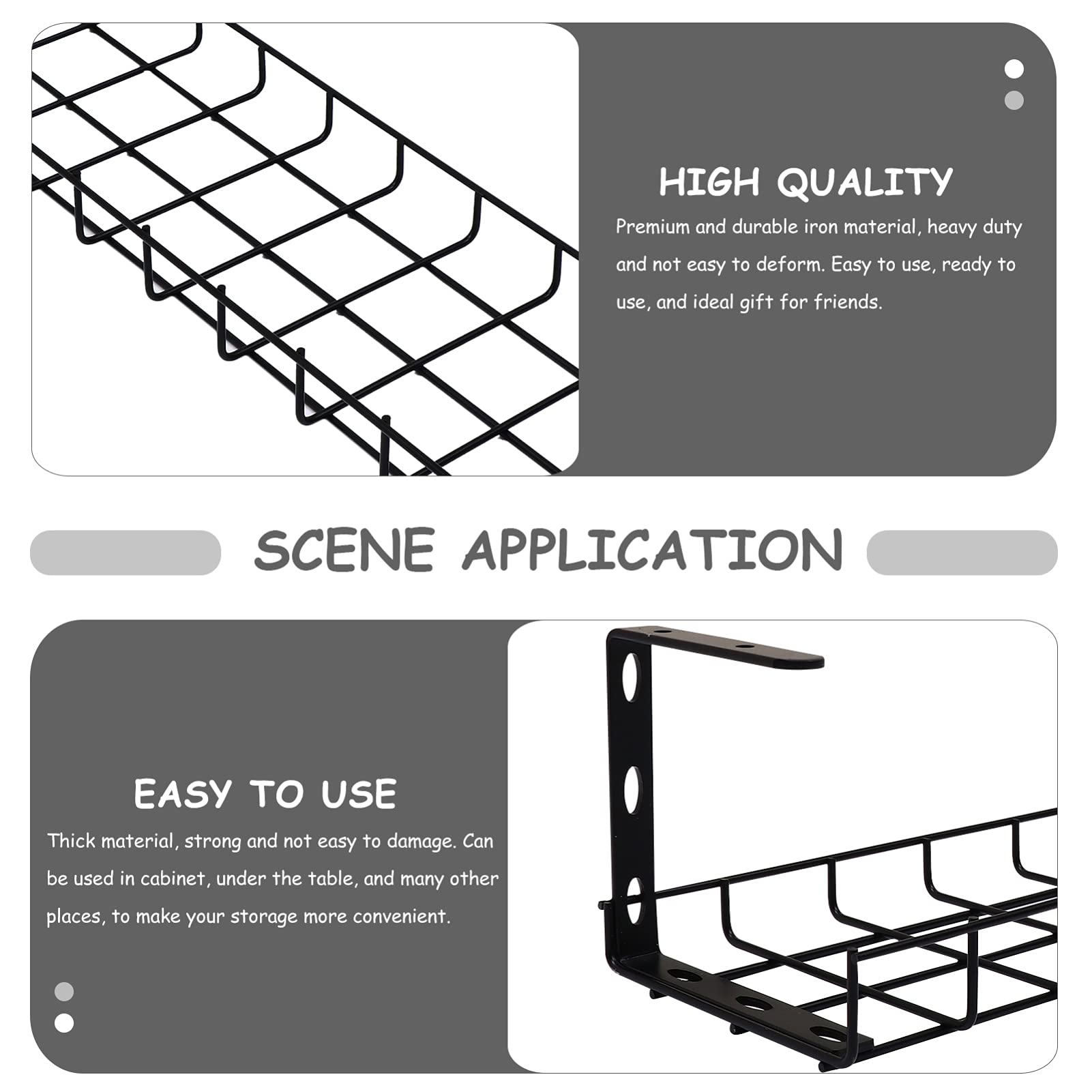 DOITOOL Under Desk Cable Management Tray - 1pc Iron Storage Rack for Standing Desk, Hanging Baskets & Office Organizer | Perfect for Home Office, Gaming Setup & Workspace Organization