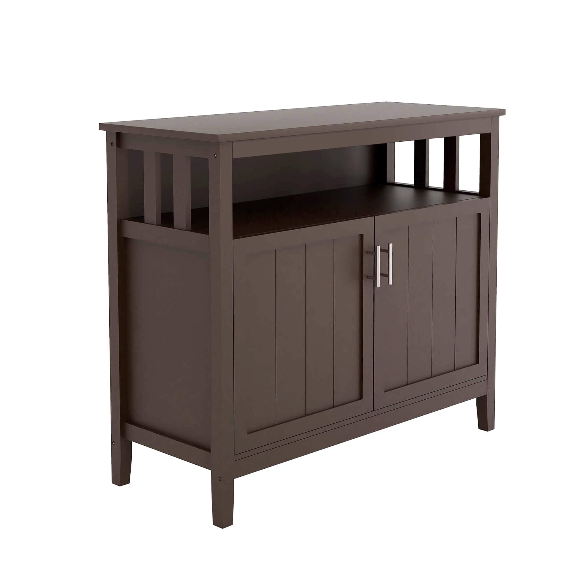 Modern Kitchen Storage Sideboard Buffet Cabinet with 2 Doors & Adjustable Shelves - Solid Wood Console Table for Dining Room, Living Room or Restaurant (Brown) | Perfect for Home Organization, Entertaining Guests & Small Business Storage Solutions