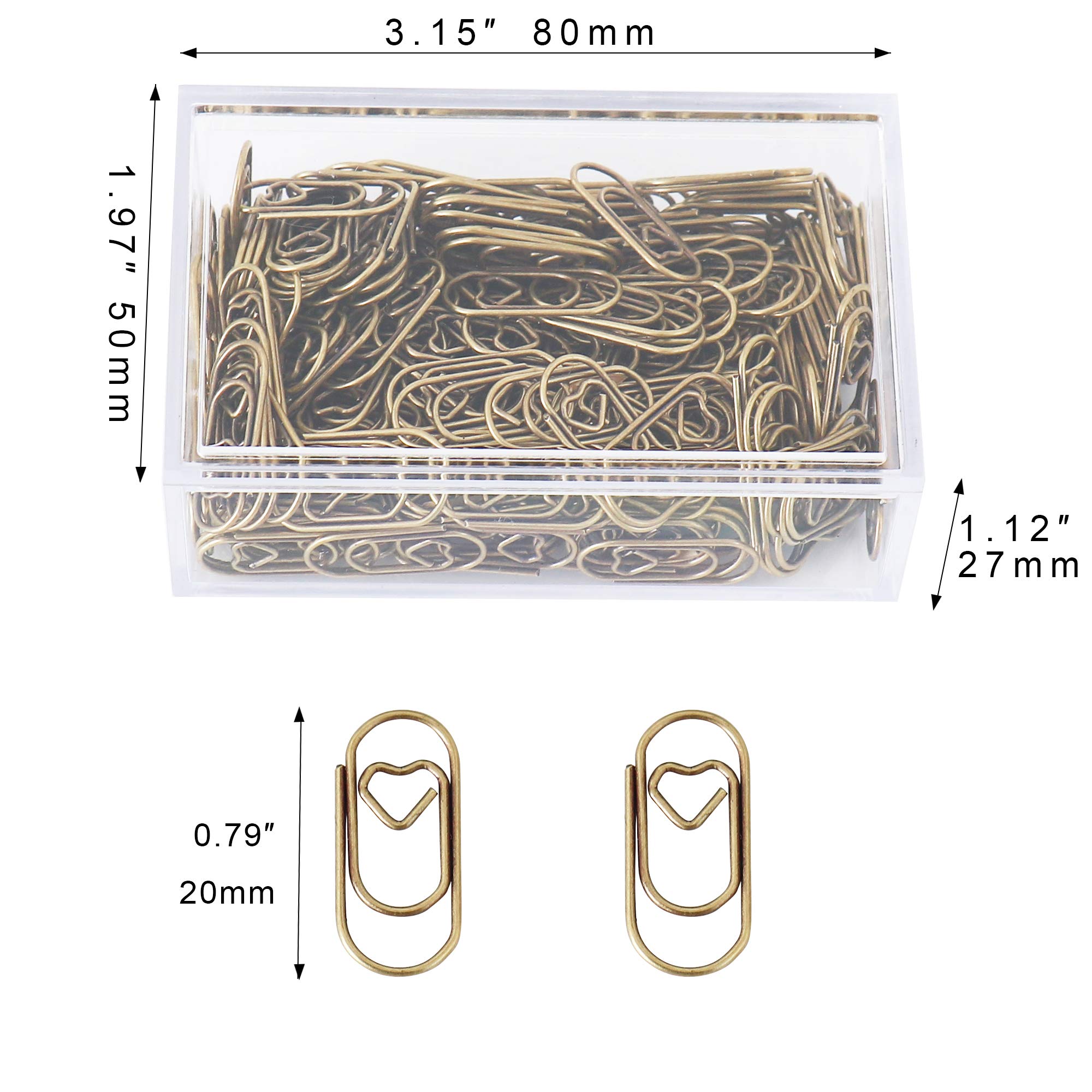 200 Pcs Heart Shaped Paper Clips - Small Stainless Steel Love Paperclips with Tin Holder for Office, School, Home Desk Organization - Perfect for Gift Wrapping, Scrapbooking & Document Filing
