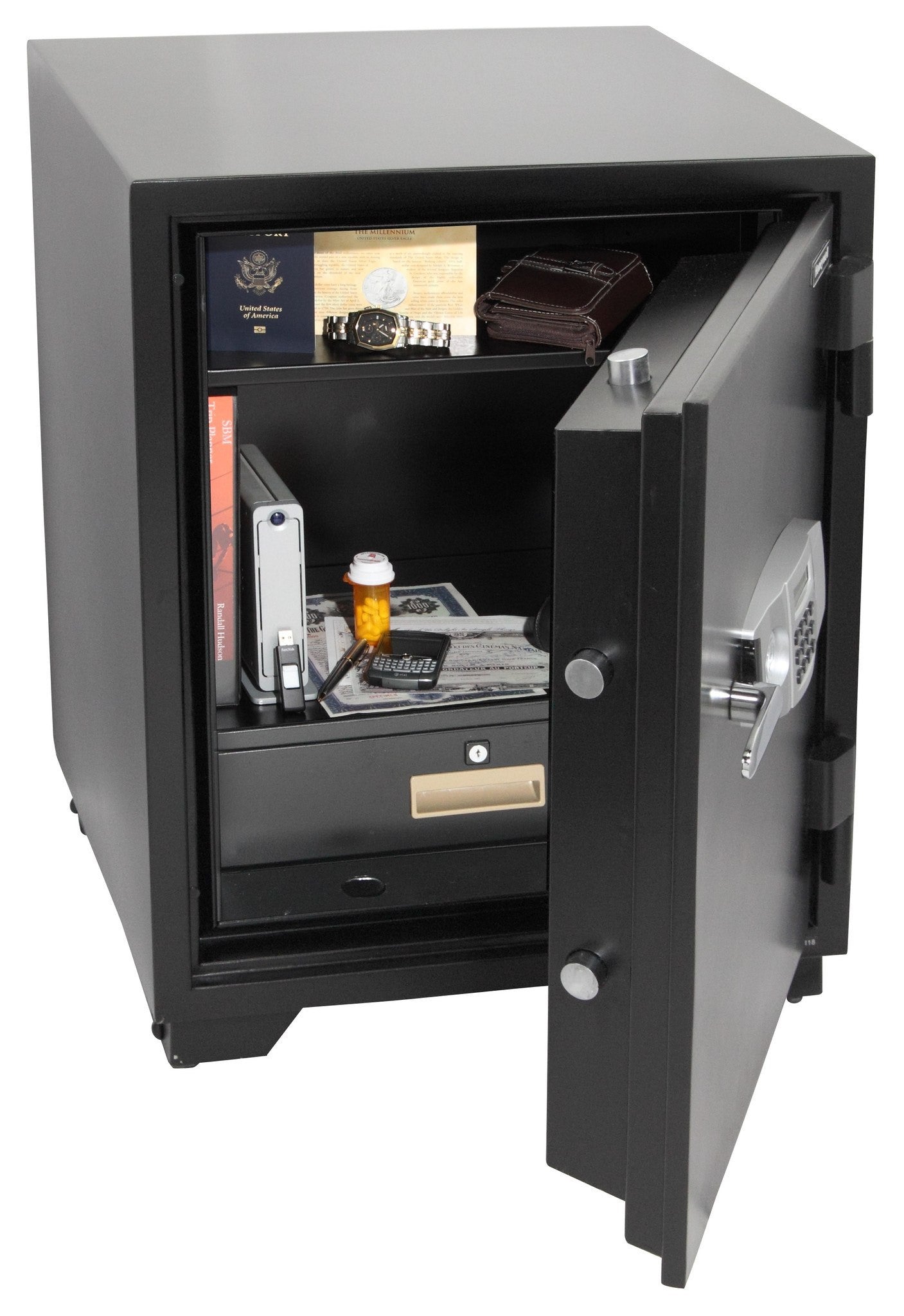Honeywell 2118 Waterproof & Fireproof Steel Safe Box - Secure Documents, Cash & Valuables for Home & Office Use