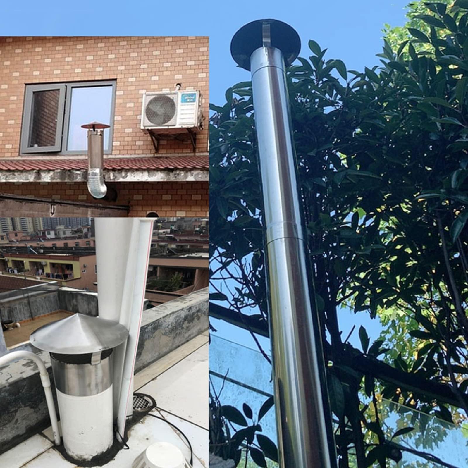 Stainless Steel Chimney Cowl - Adjustable Flue Pipe Rain Cover & Snow Protector with Vent Cap (75-200mm) - Perfect for Fireplace, Wood Stove & Outdoor Chimney Protection (180mm Size)