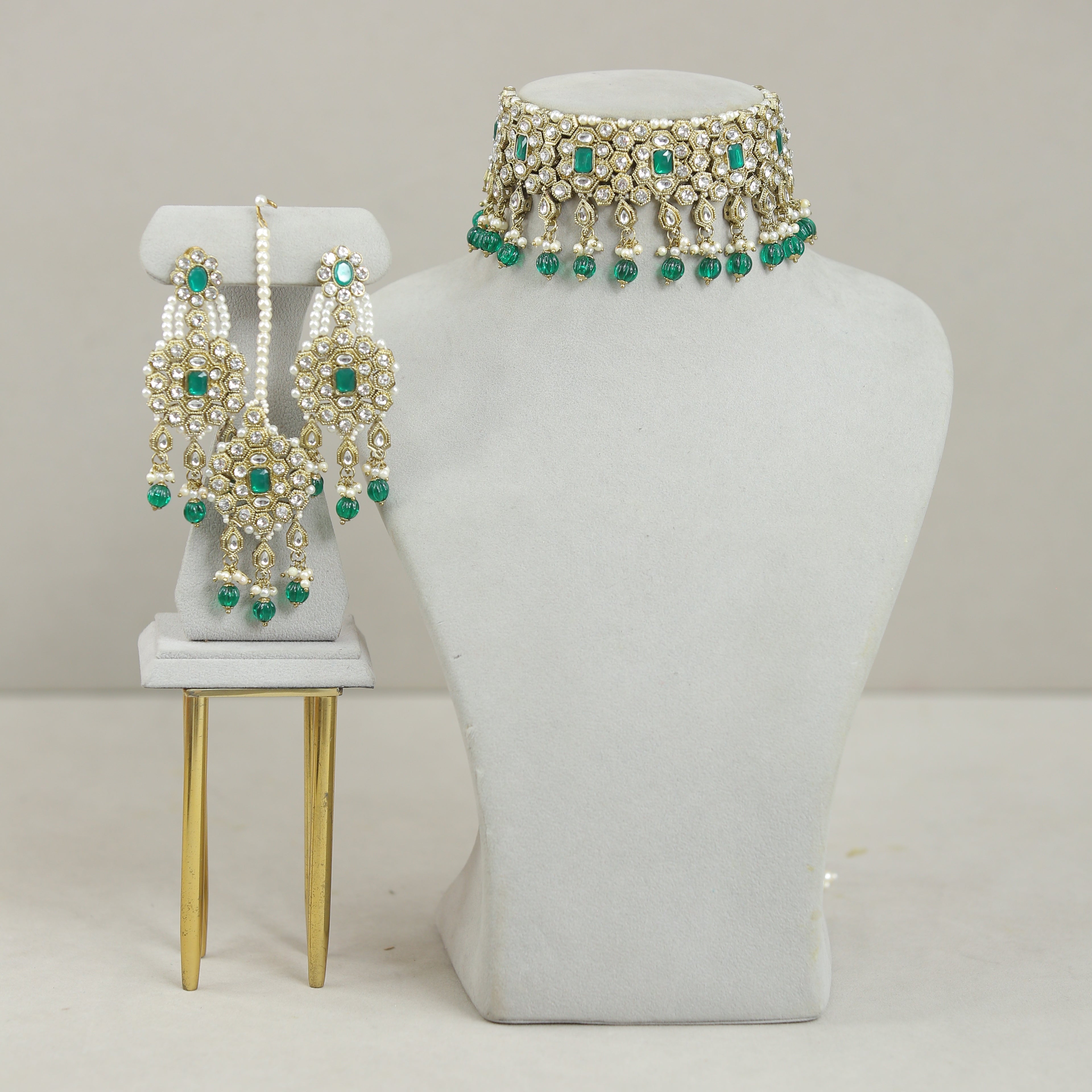 Amanpreet Stone Jewelry Set - Elegant Necklace, Earrings & Bracelet for Women | Perfect for Weddings, Parties & Special Occasions
