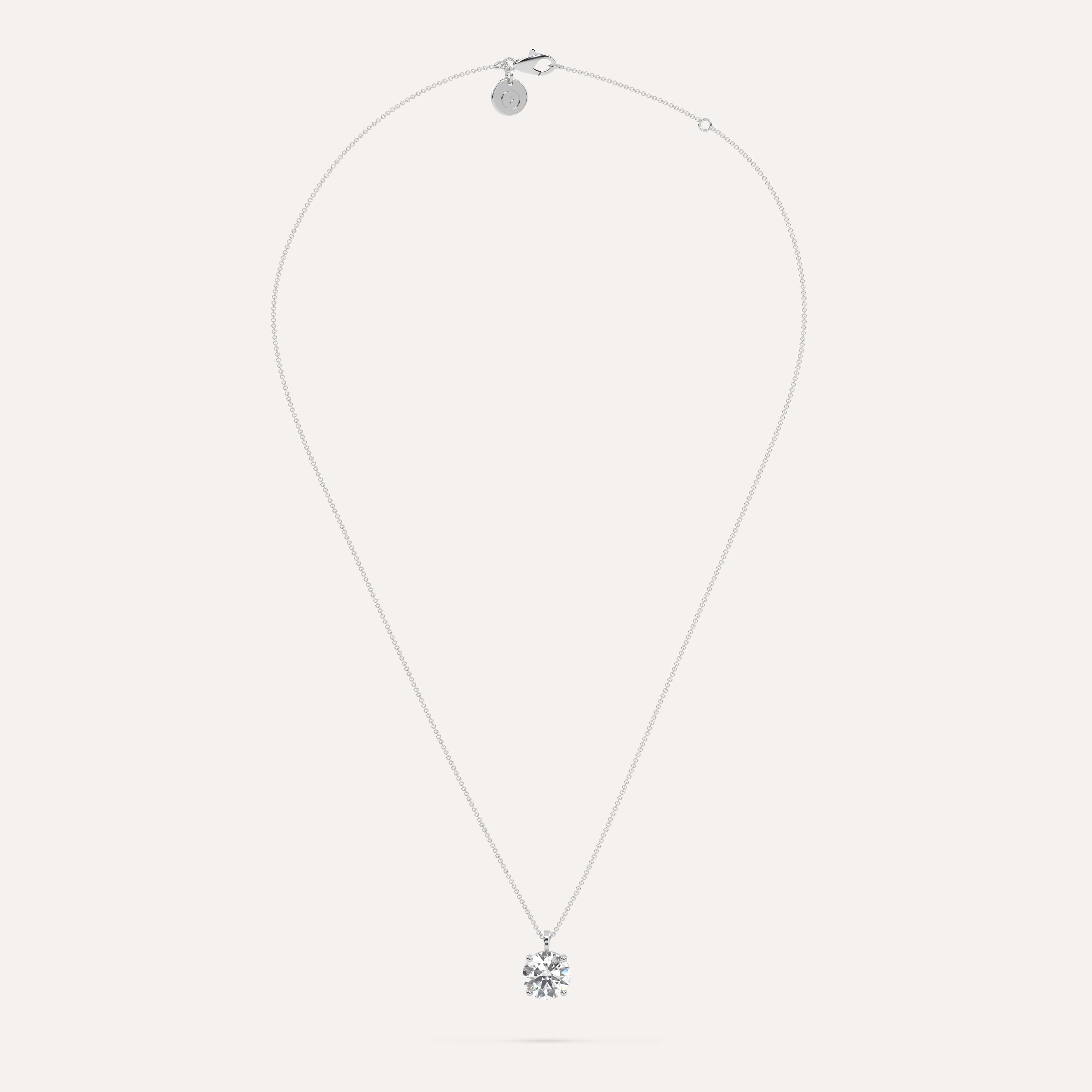 3 Carat Round Diamond Pendant Necklace for Women - 14K White Gold Solitaire Pendant Jewelry - Perfect for Anniversary, Wedding & Special Occasion Gifts