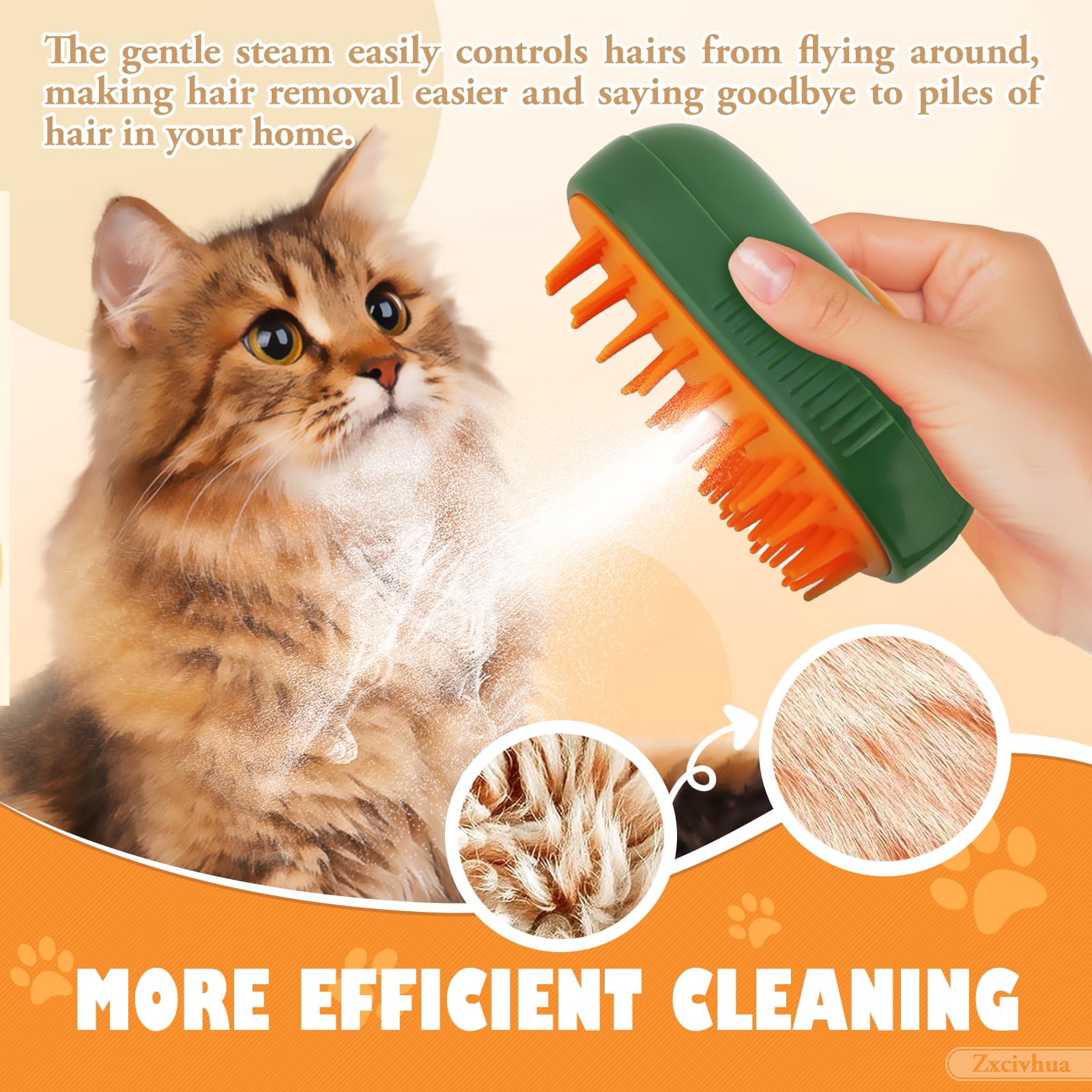 **3-in-1 Cat Steam Brush with Silicone Massage – Detangle & Remove Loose Hair – Pet Grooming Brush for Cats & Dogs – Avocado Green – Perfect for Shedding Control & Relaxing Massage at Home**