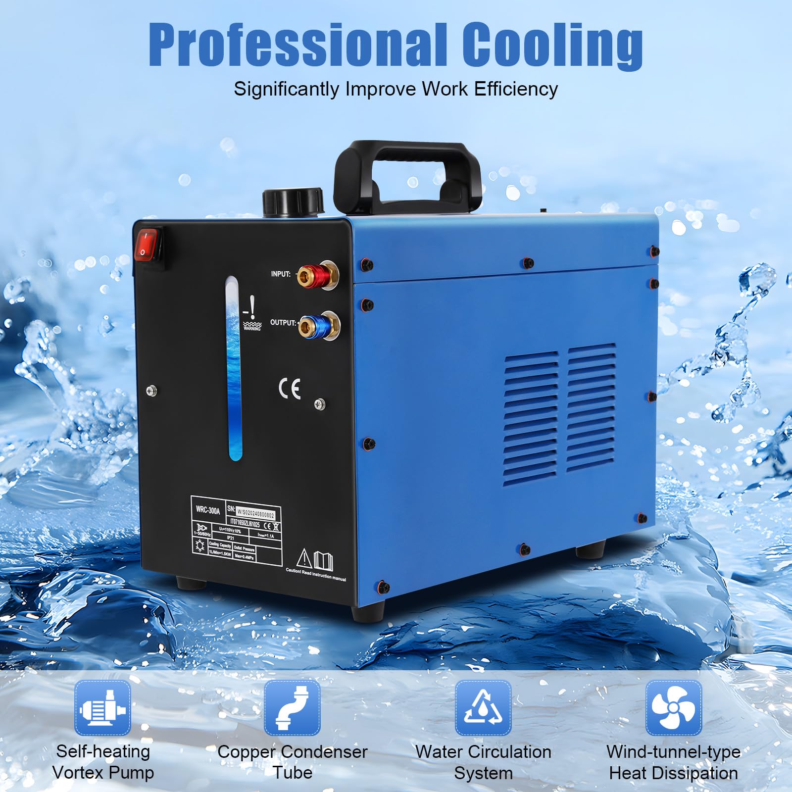 370W TIG Welder Water Cooler System - 10L Capacity, 2.1 GPM Flow for Water Cooled TIG Torch | Perfect for Aluminum Welding, Metal Fabrication & Industrial Welding Applications