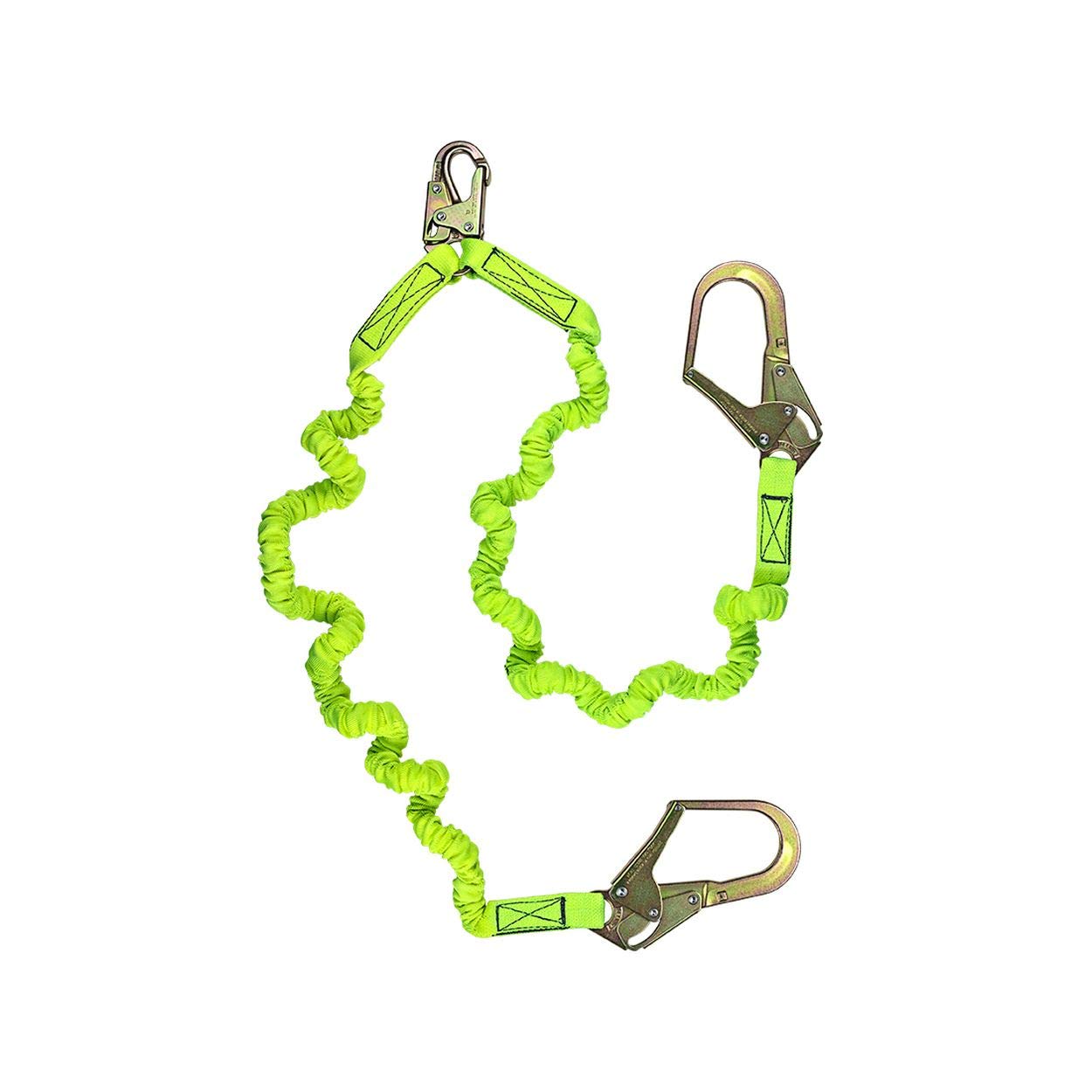Safewaze FS596 6-Foot Dual-Leg Stretch Low-Profile Energy Absorbing Lanyard with Rebar Hooks - Fall Protection Safety Equipment for Construction, Roofing & Industrial Work