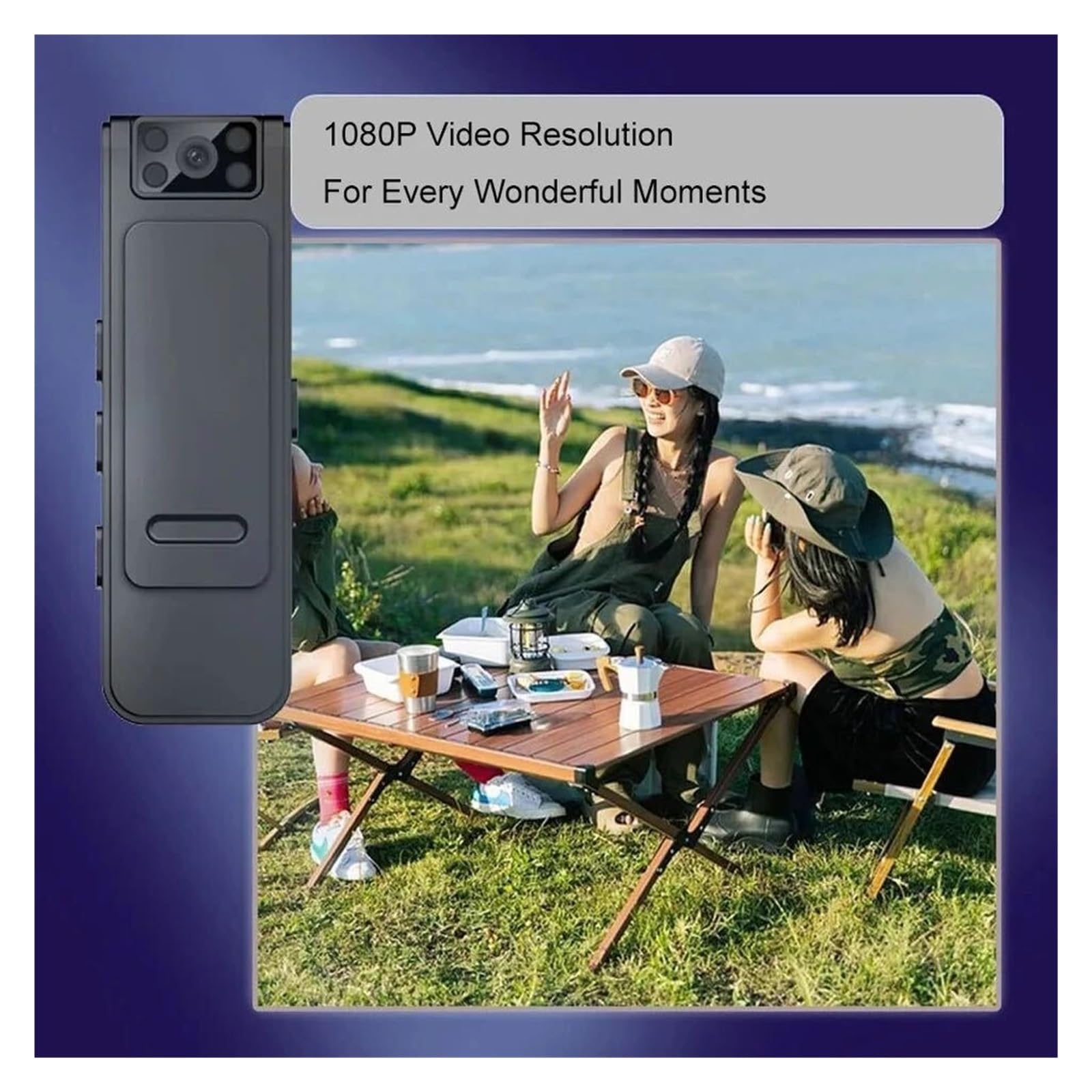 NMBHUS Mini Camera - HD 1080P Video & Audio Recorder with WiFi, Loop Recording, Magnetic Backclip - Ideal for Conferences, Outdoor Sports, Bike Riding (Includes 8GB Card)