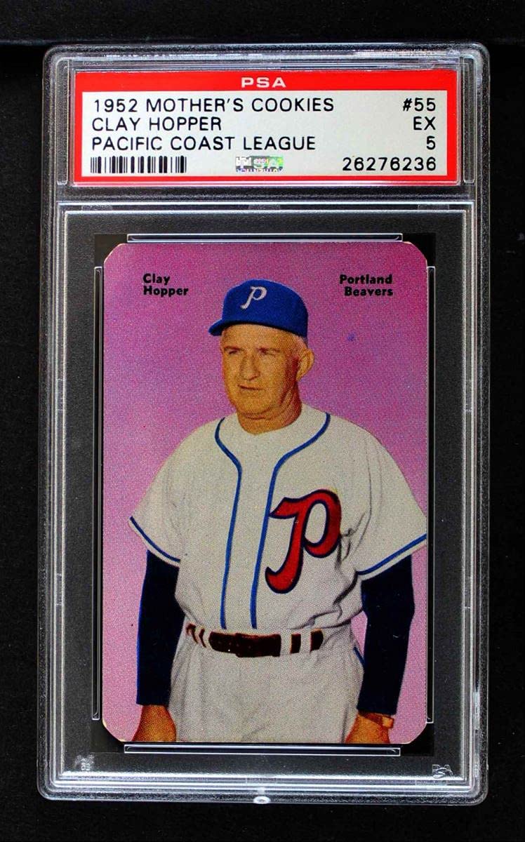 Vintage 1952 Mother's Cookies #55 Clay Hopper Baseball Card - PSA Certified 5.00 (EX) | Rare Collectible Sports Memorabilia for Display & Investment | Perfect for Baseball Fans, Card Collectors & Vintage Sports Decor
