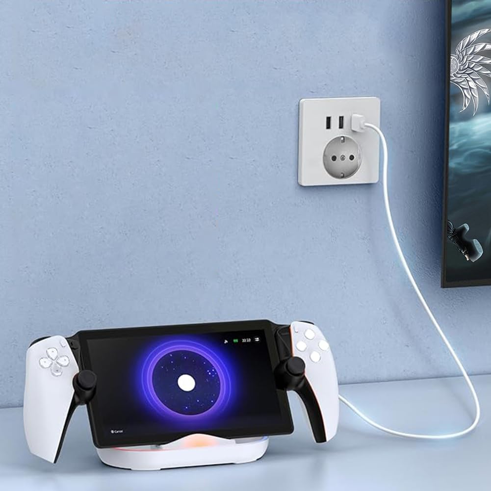 AZURAOKEY PS5 Portal Charging Dock with RGB Lights - Portable Charging Station & Stand for PS5 Portal Game Console - Perfect for Gaming Setup & Travel Use