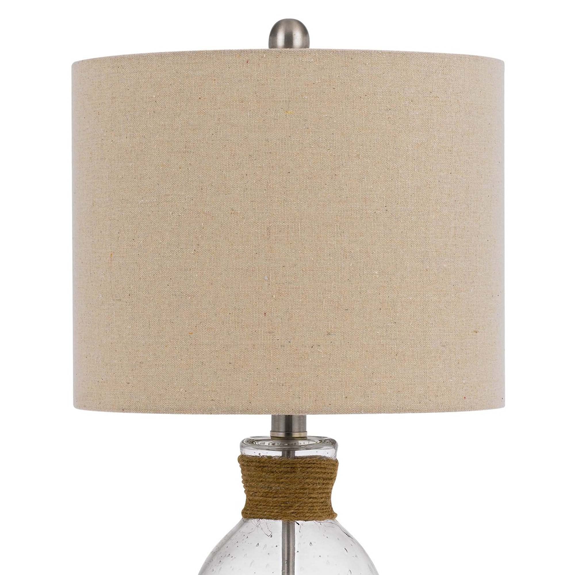 Benjara Beige Table Lamp with Bubble Glass Body & Rope Accent - Perfect for Bedroom Nightstand, Living Room End Table, or Office Desk Lighting